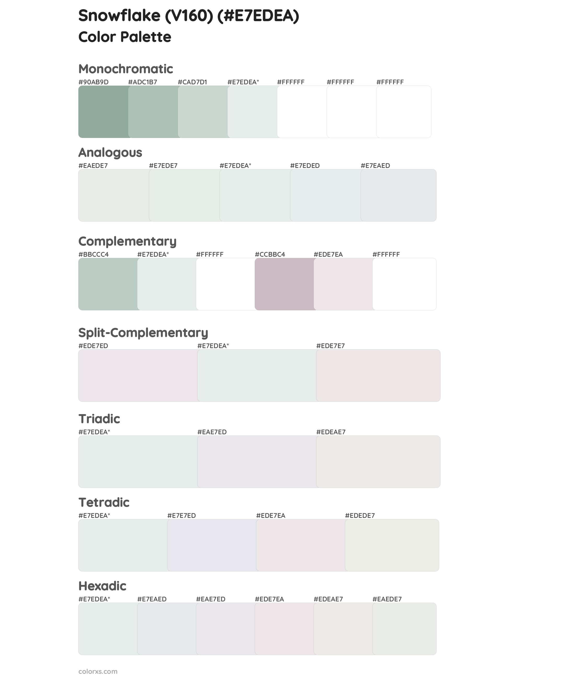 Snowflake (V160) Color Scheme Palettes