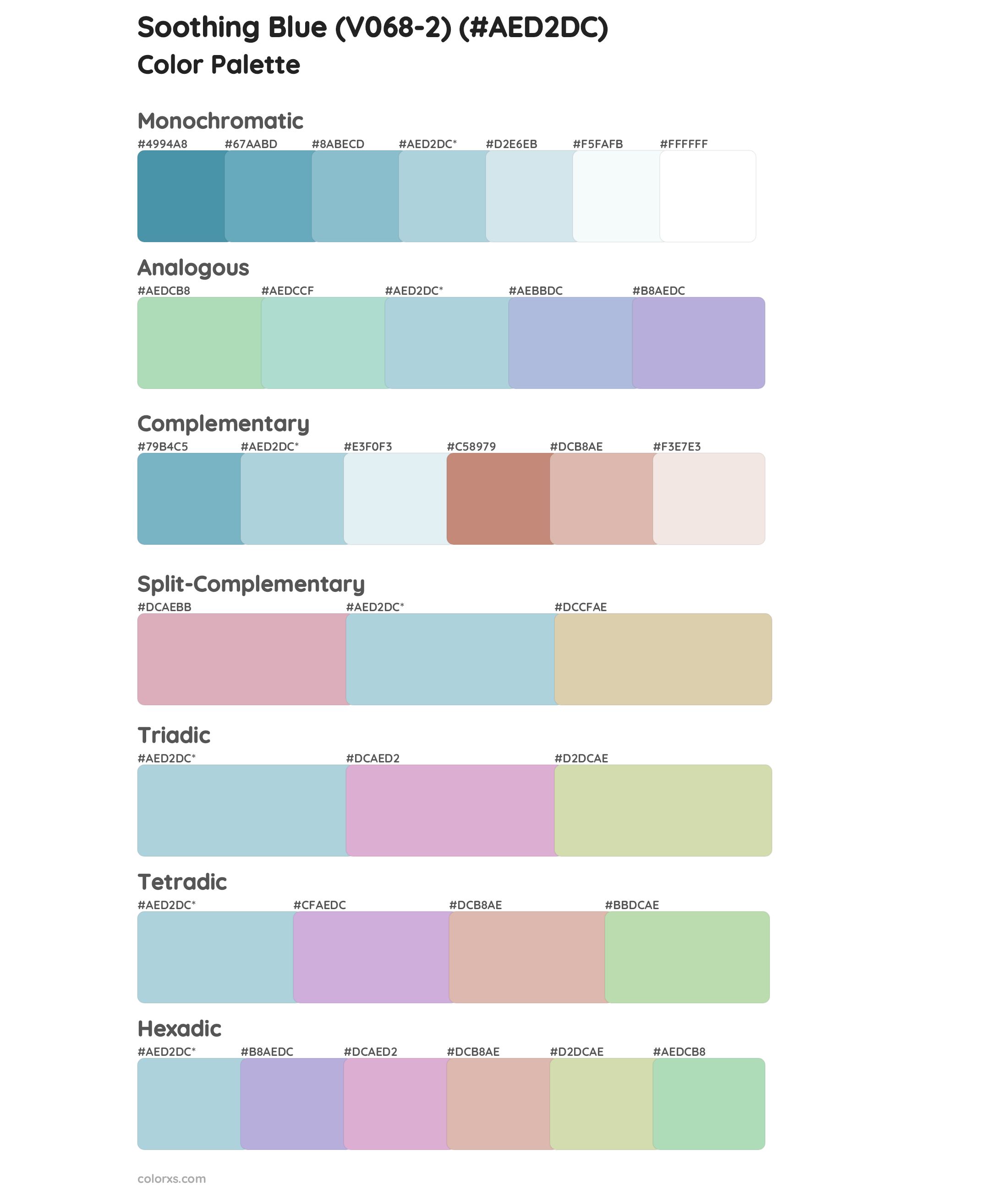 Soothing Blue (V068-2) Color Scheme Palettes