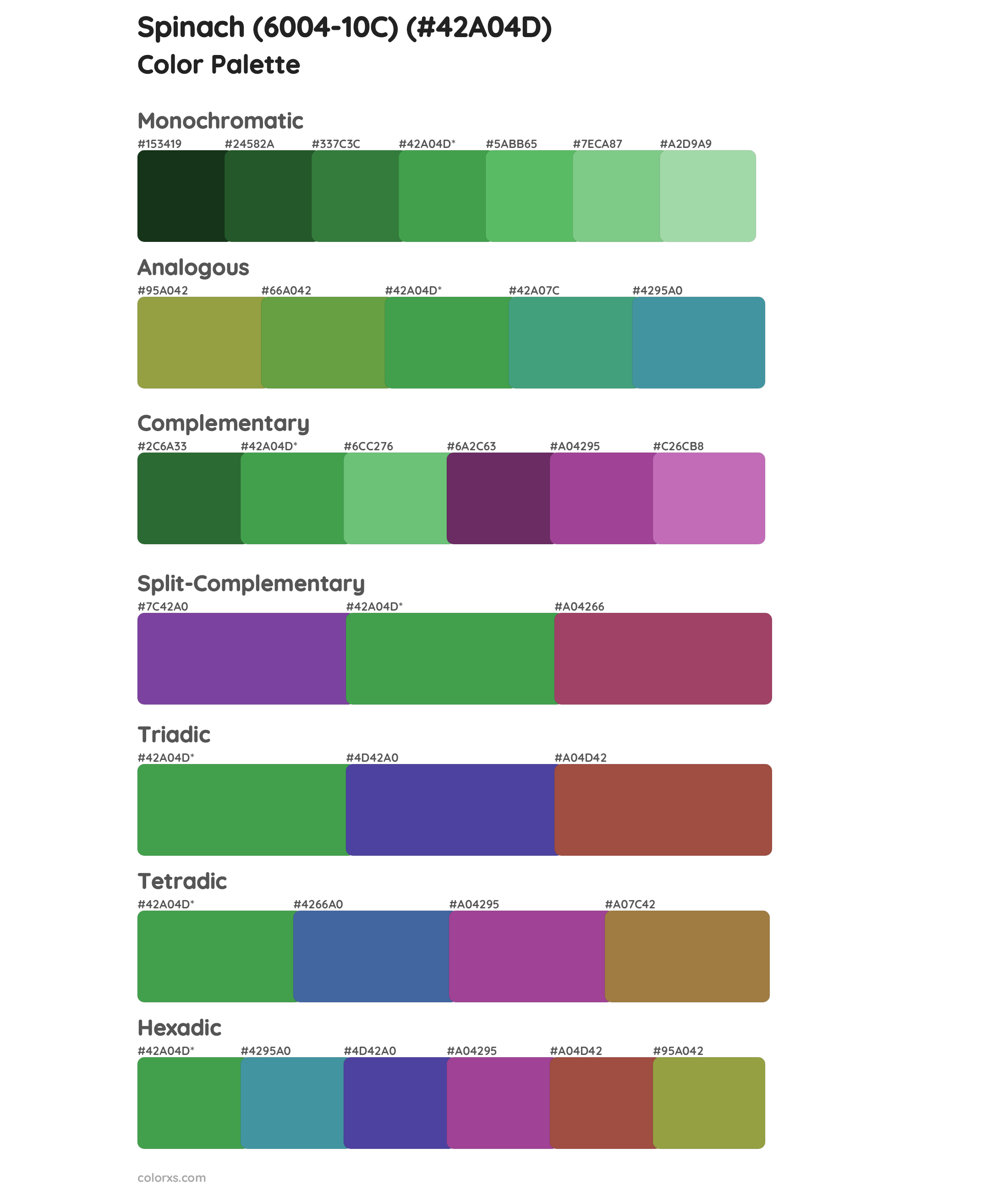 Spinach (6004-10C) Color Scheme Palettes