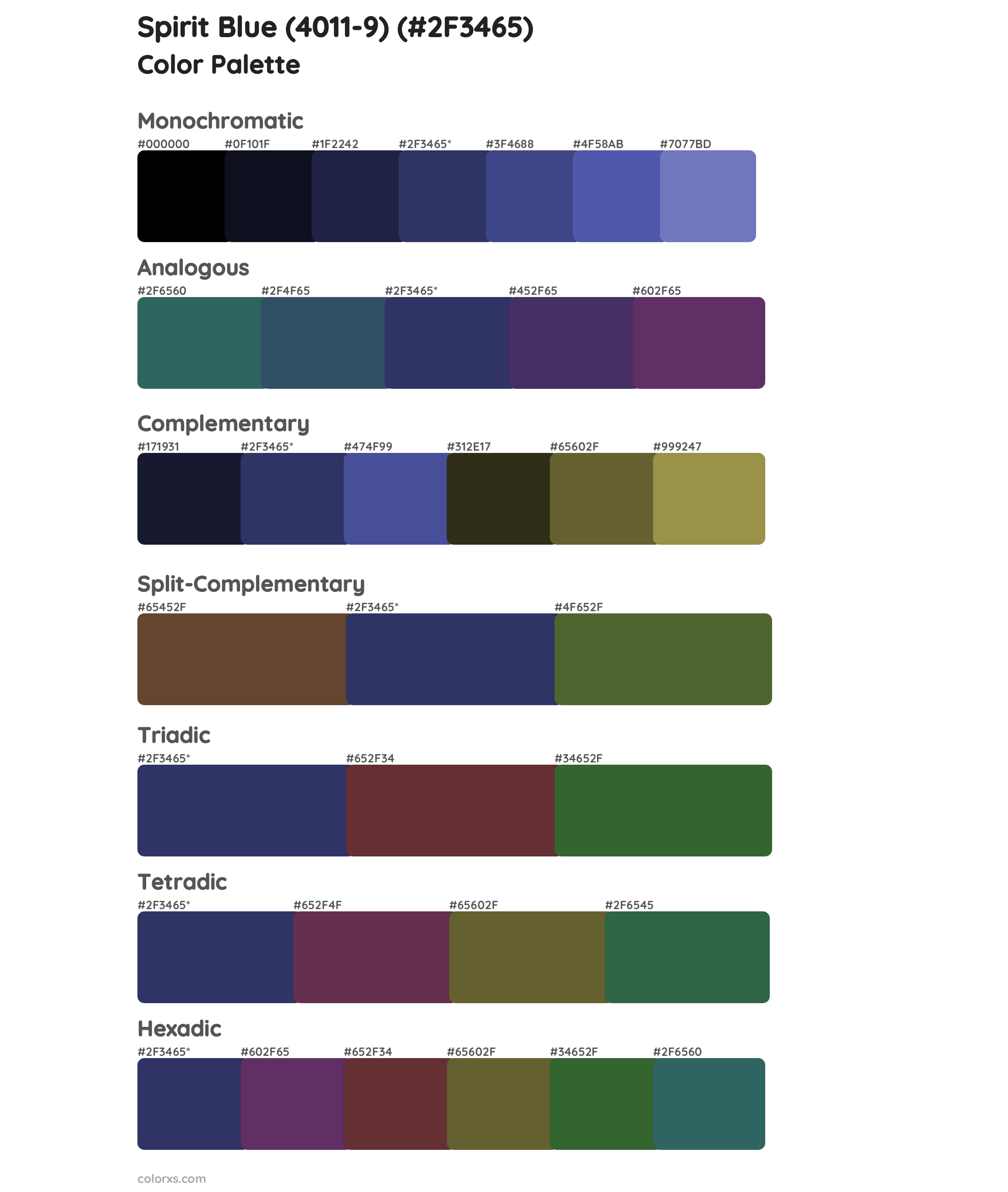 Spirit Blue (4011-9) Color Scheme Palettes