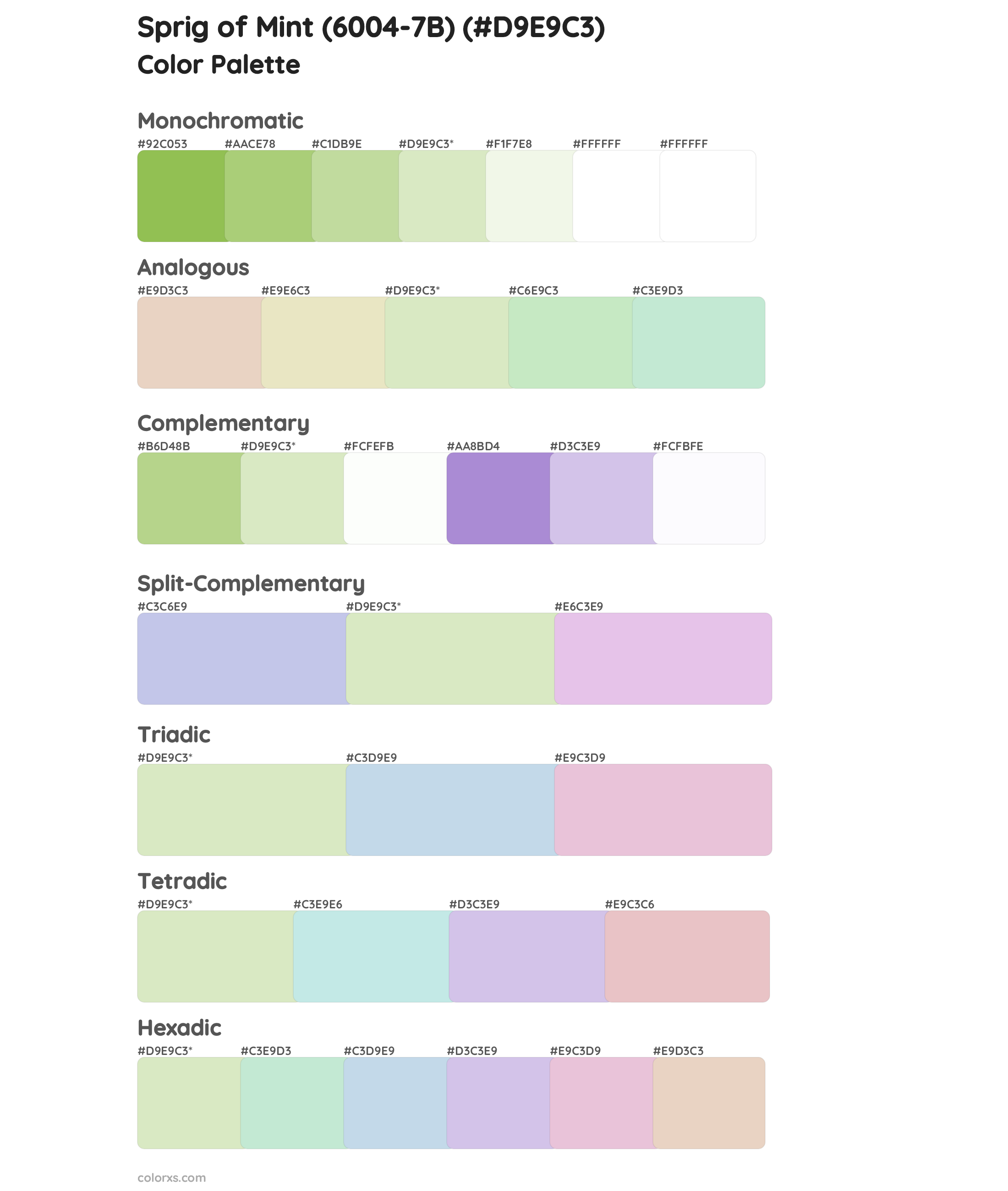 Sprig of Mint (6004-7B) Color Scheme Palettes