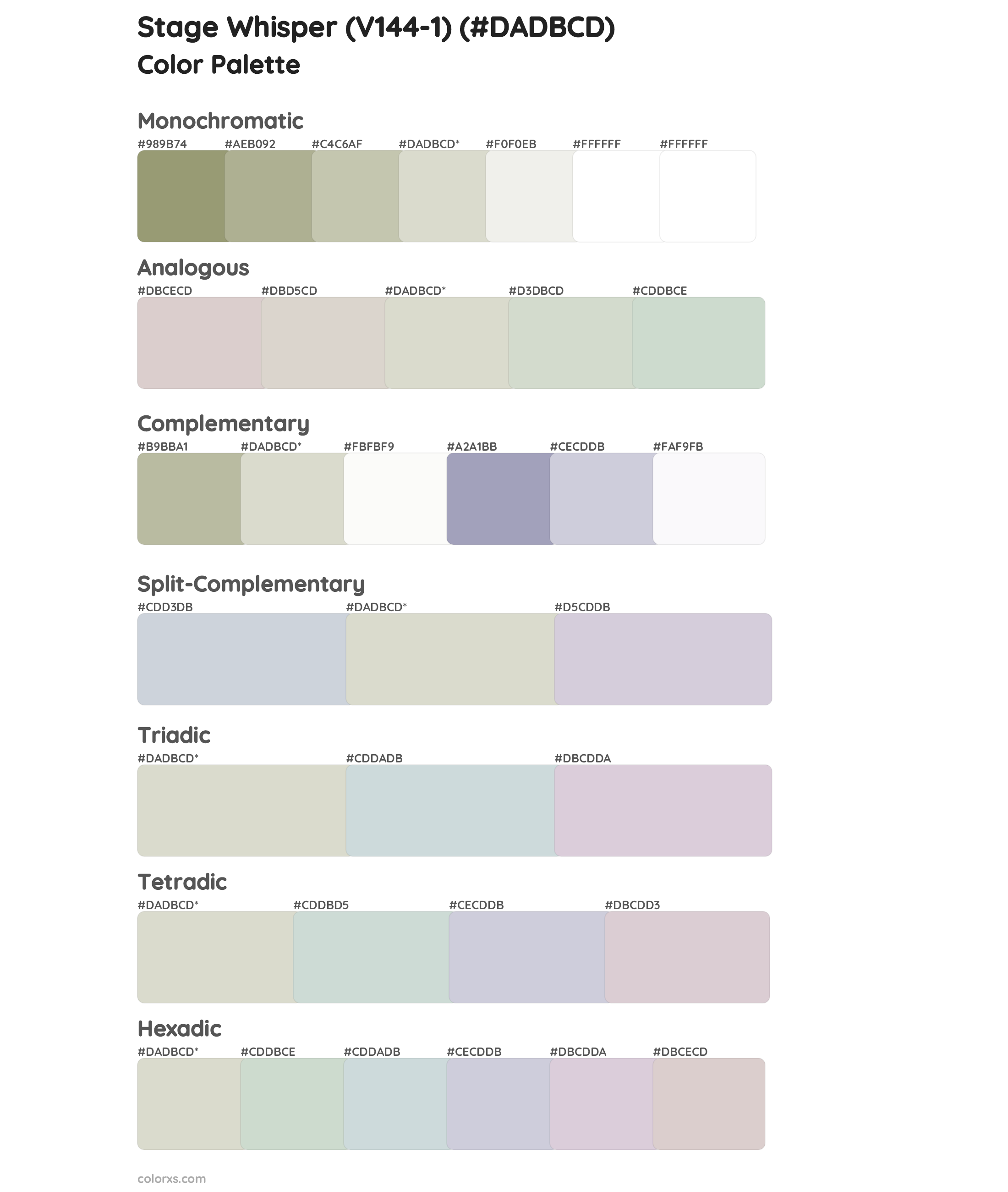 Stage Whisper (V144-1) Color Scheme Palettes