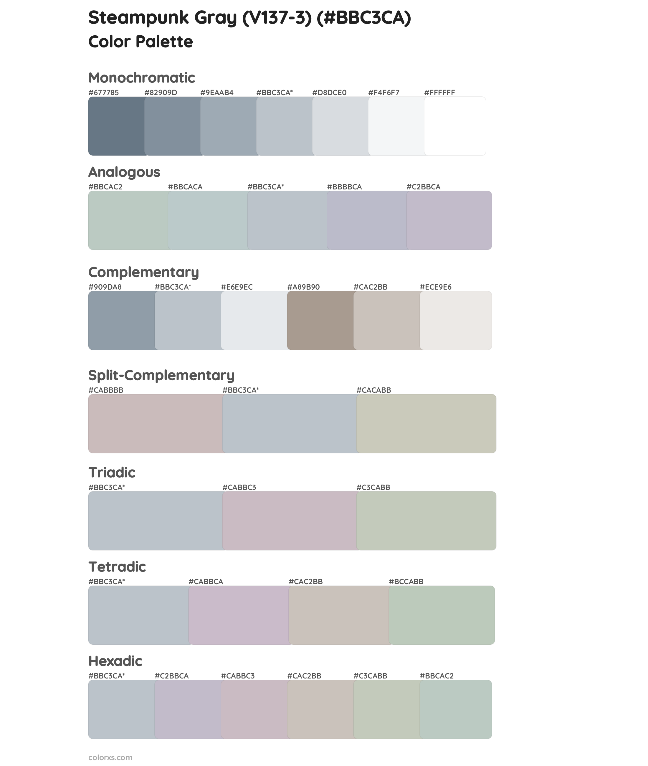 Steampunk Gray (V137-3) Color Scheme Palettes