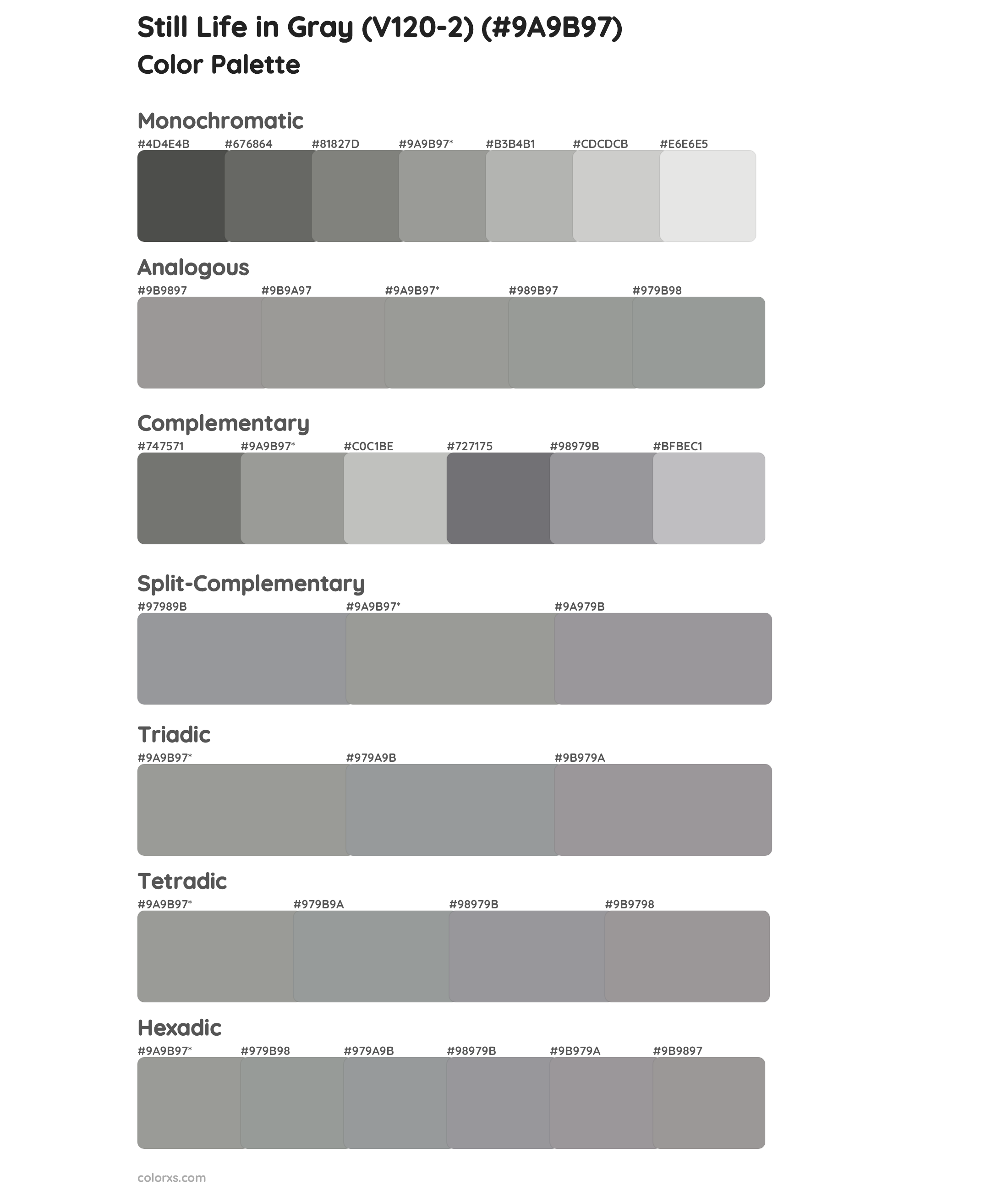 Still Life in Gray (V120-2) Color Scheme Palettes