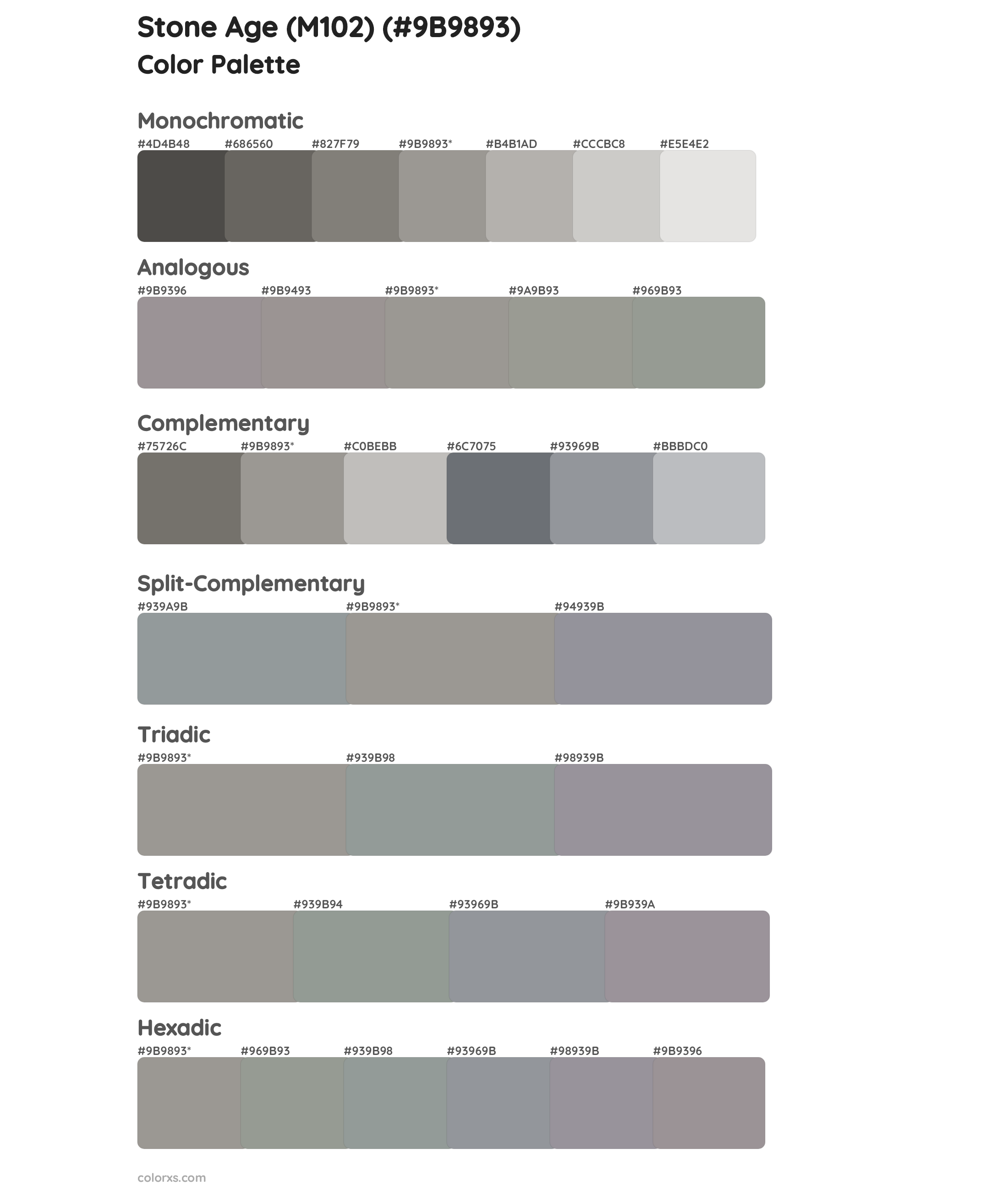 Stone Age (M102) Color Scheme Palettes