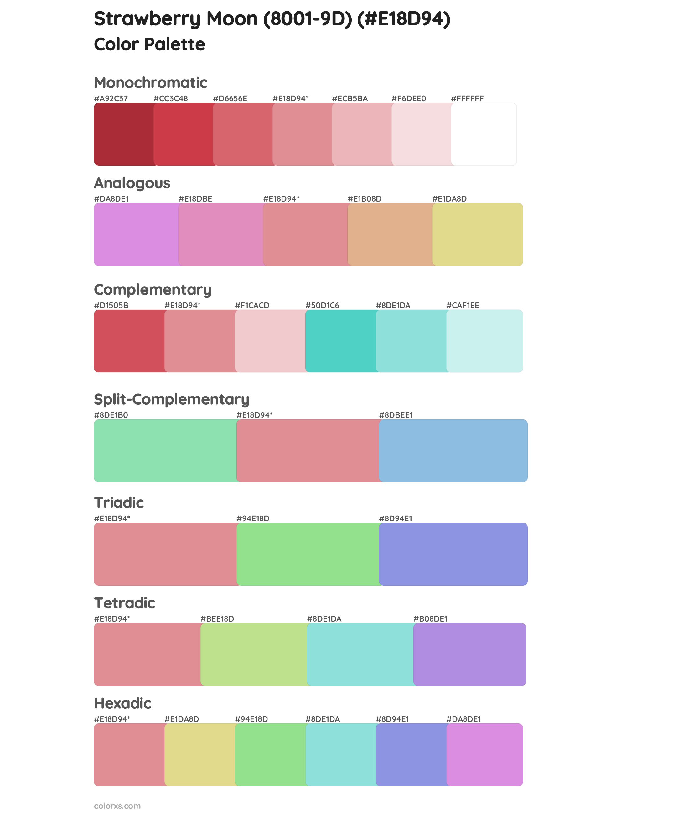 Strawberry Moon (8001-9D) Color Scheme Palettes