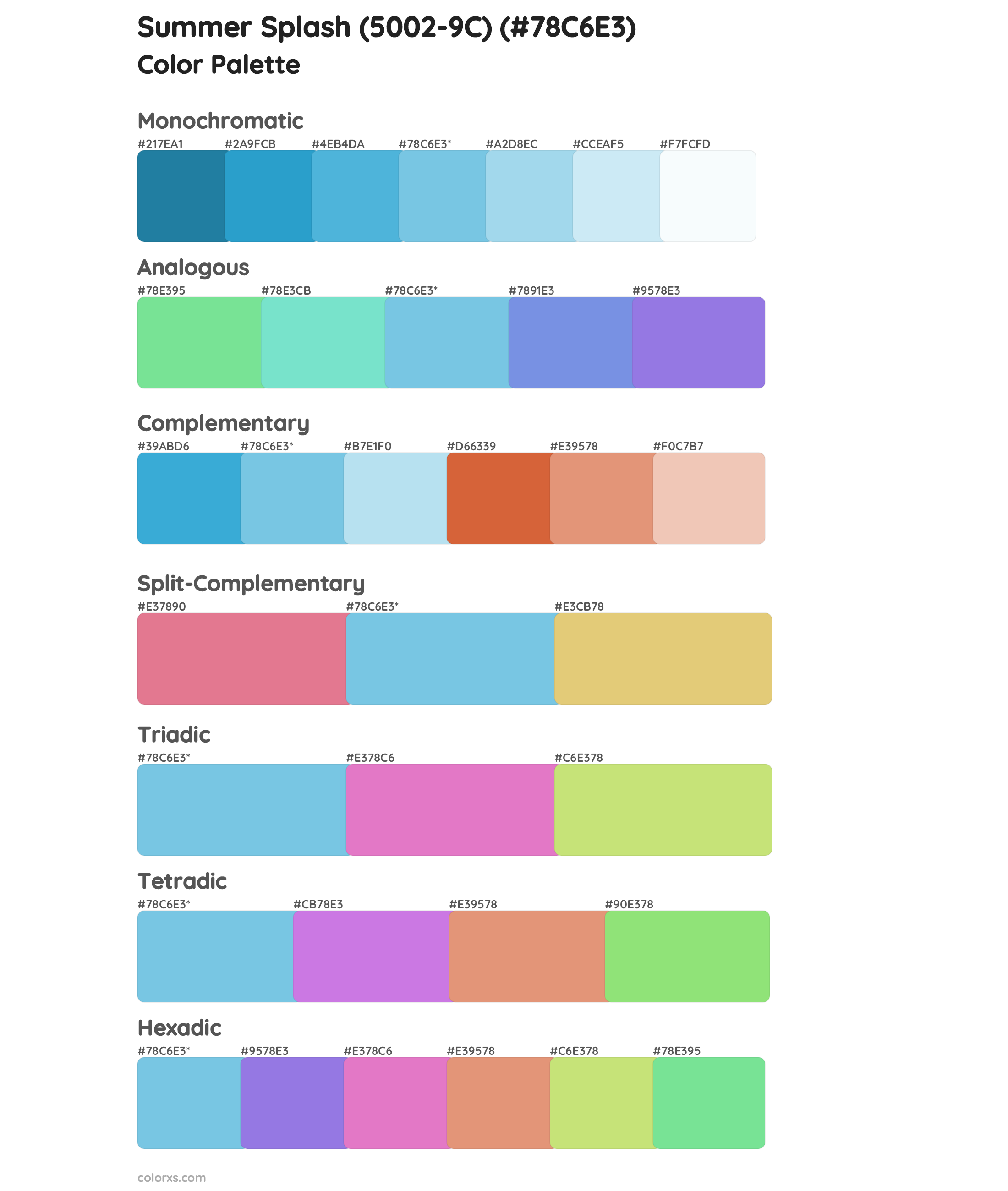 Summer Splash (5002-9C) Color Scheme Palettes