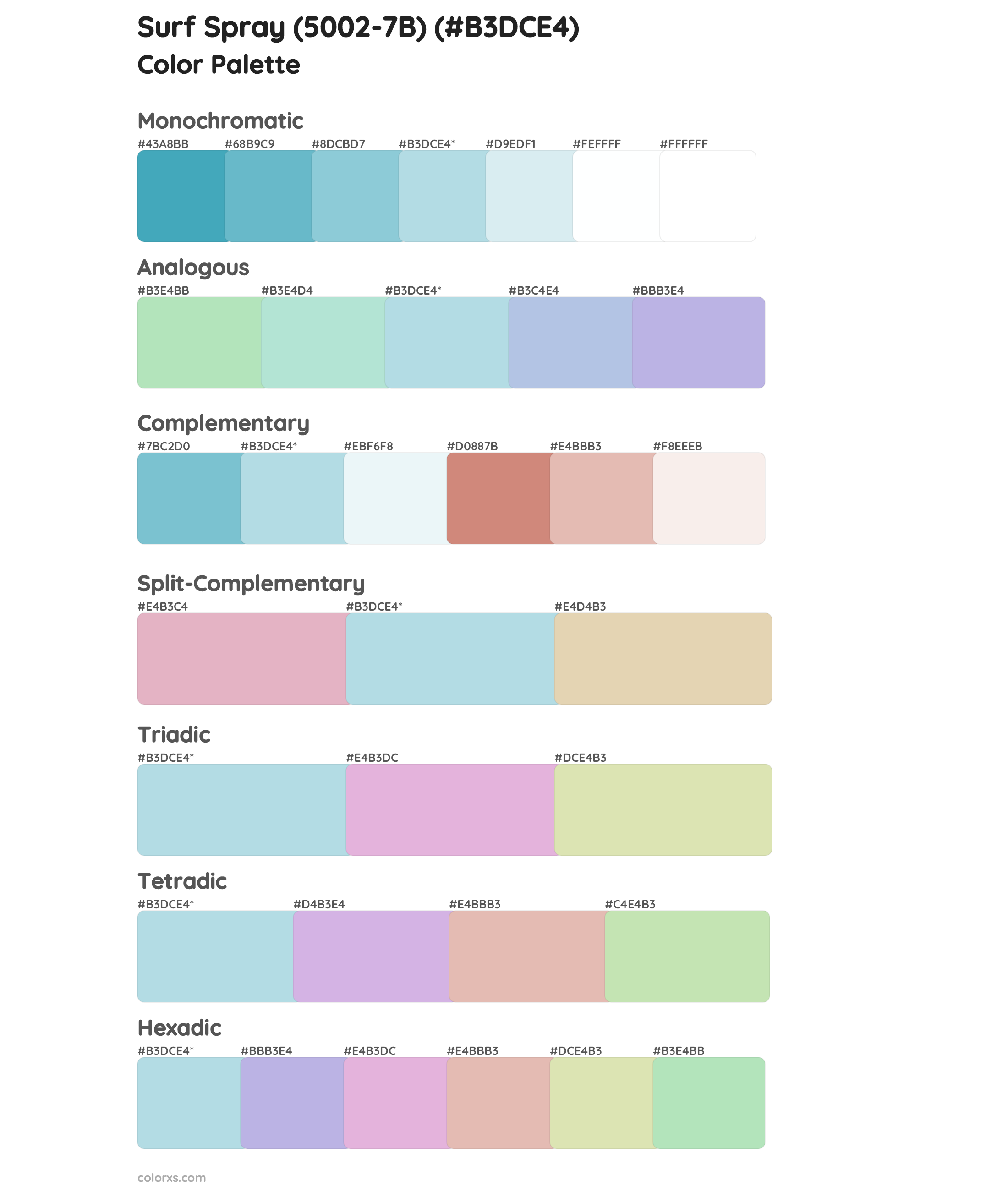 Surf Spray (5002-7B) Color Scheme Palettes