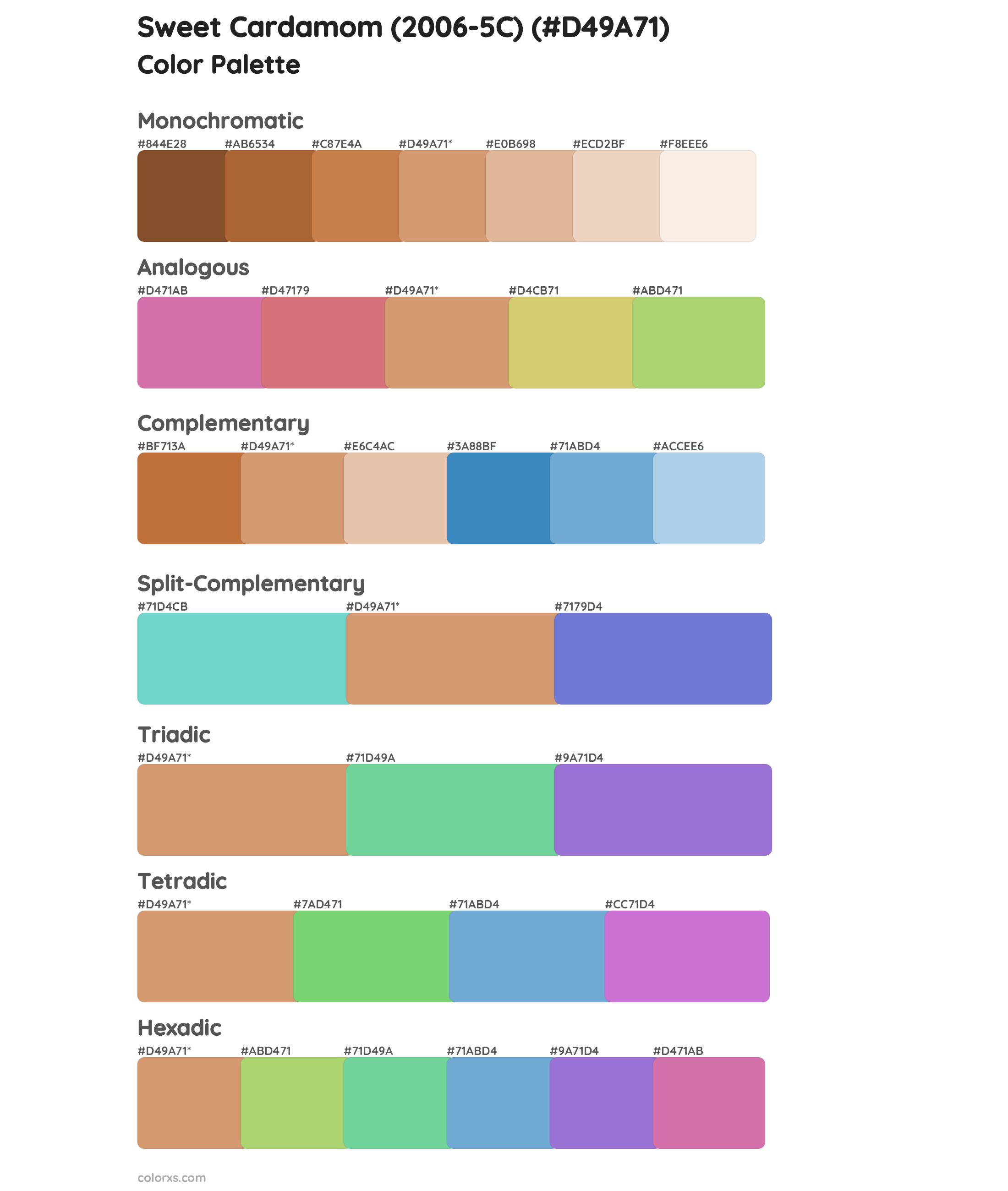 Sweet Cardamom (2006-5C) Color Scheme Palettes