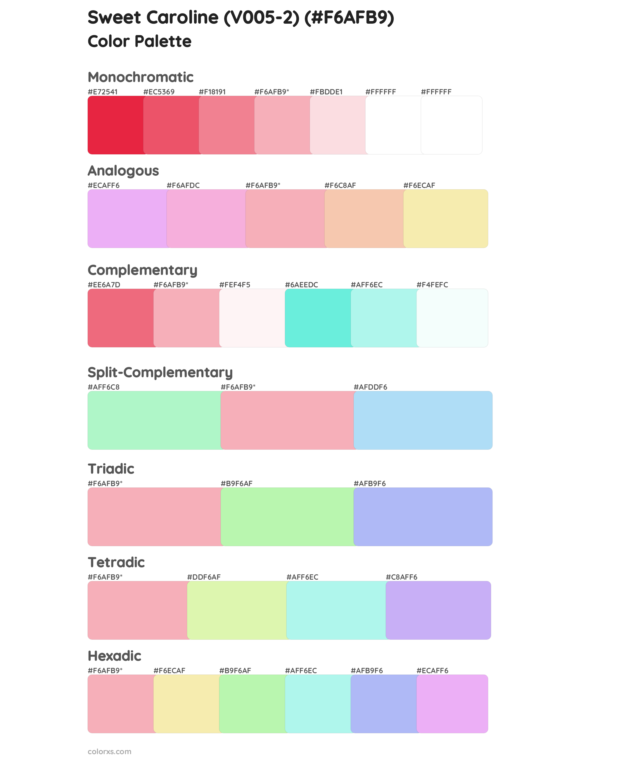 Sweet Caroline (V005-2) Color Scheme Palettes