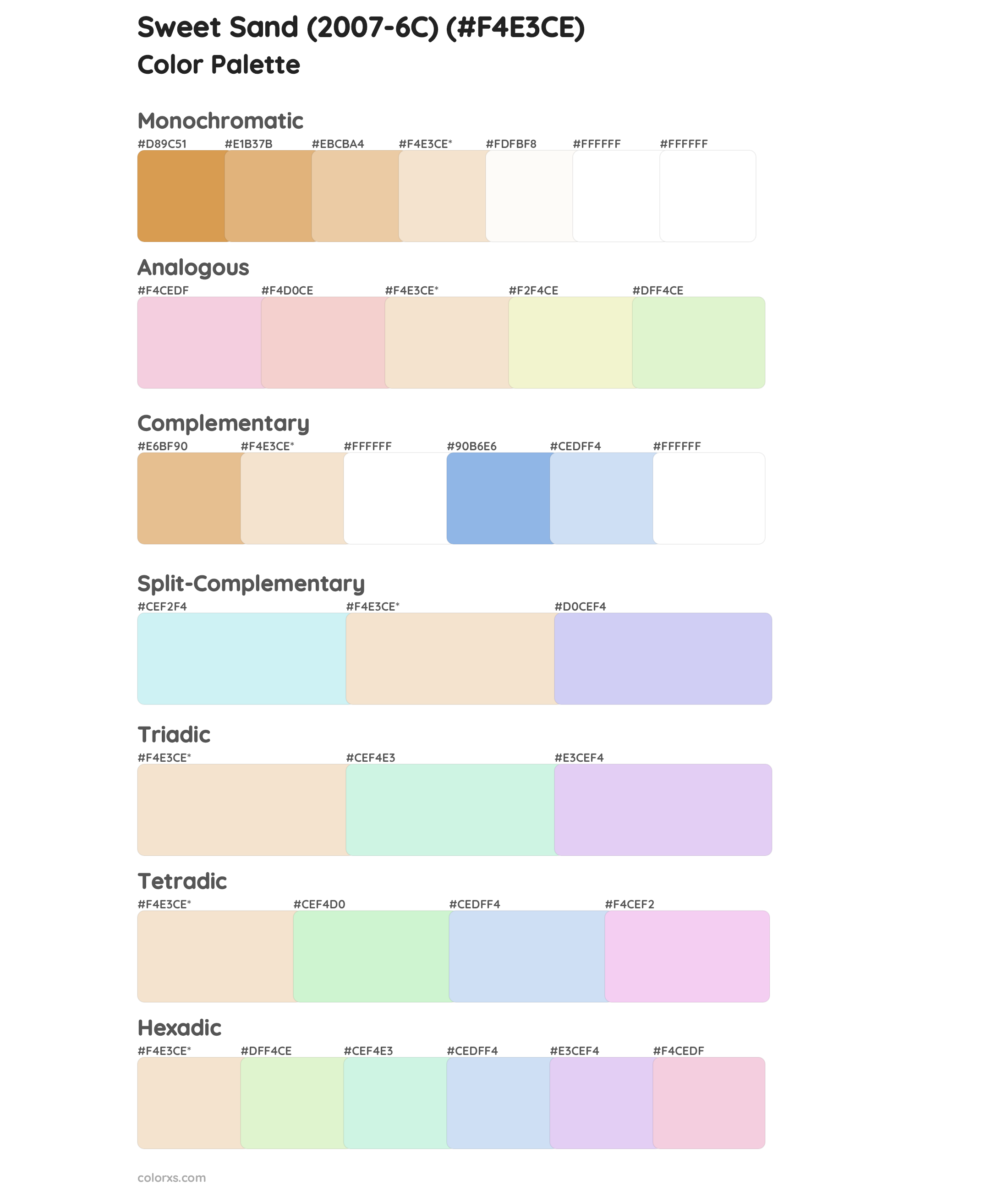 Sweet Sand (2007-6C) Color Scheme Palettes