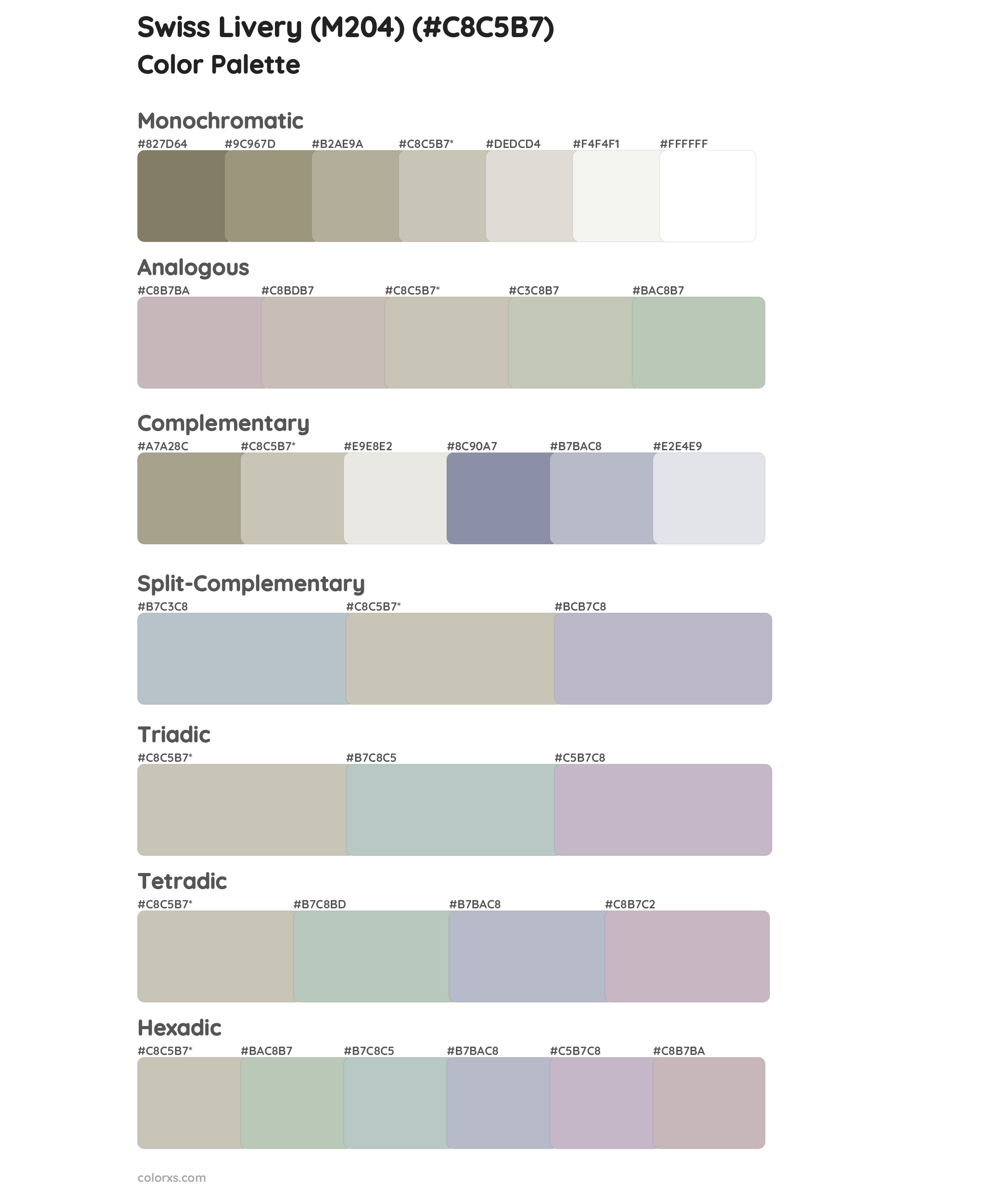 Swiss Livery (M204) Color Scheme Palettes