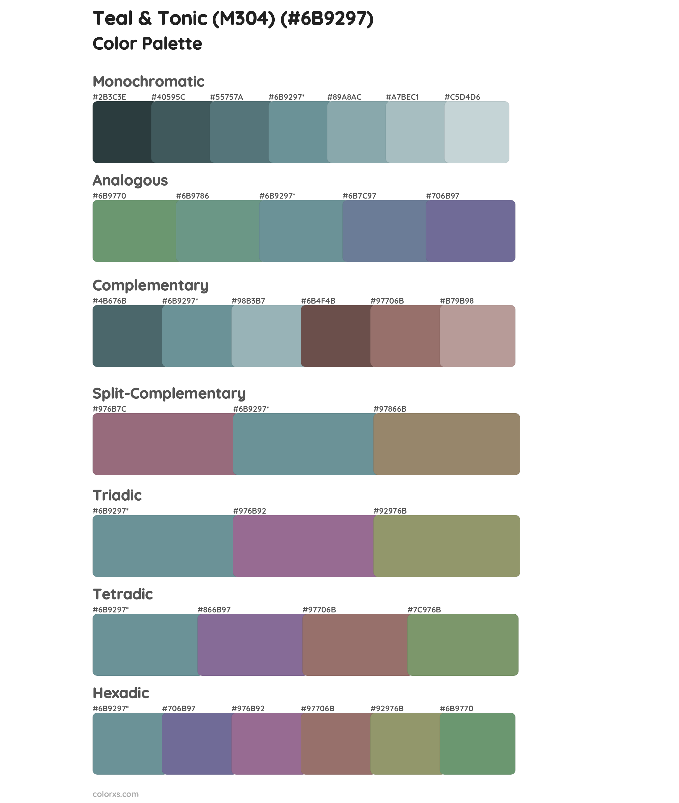 Teal & Tonic (M304) Color Scheme Palettes