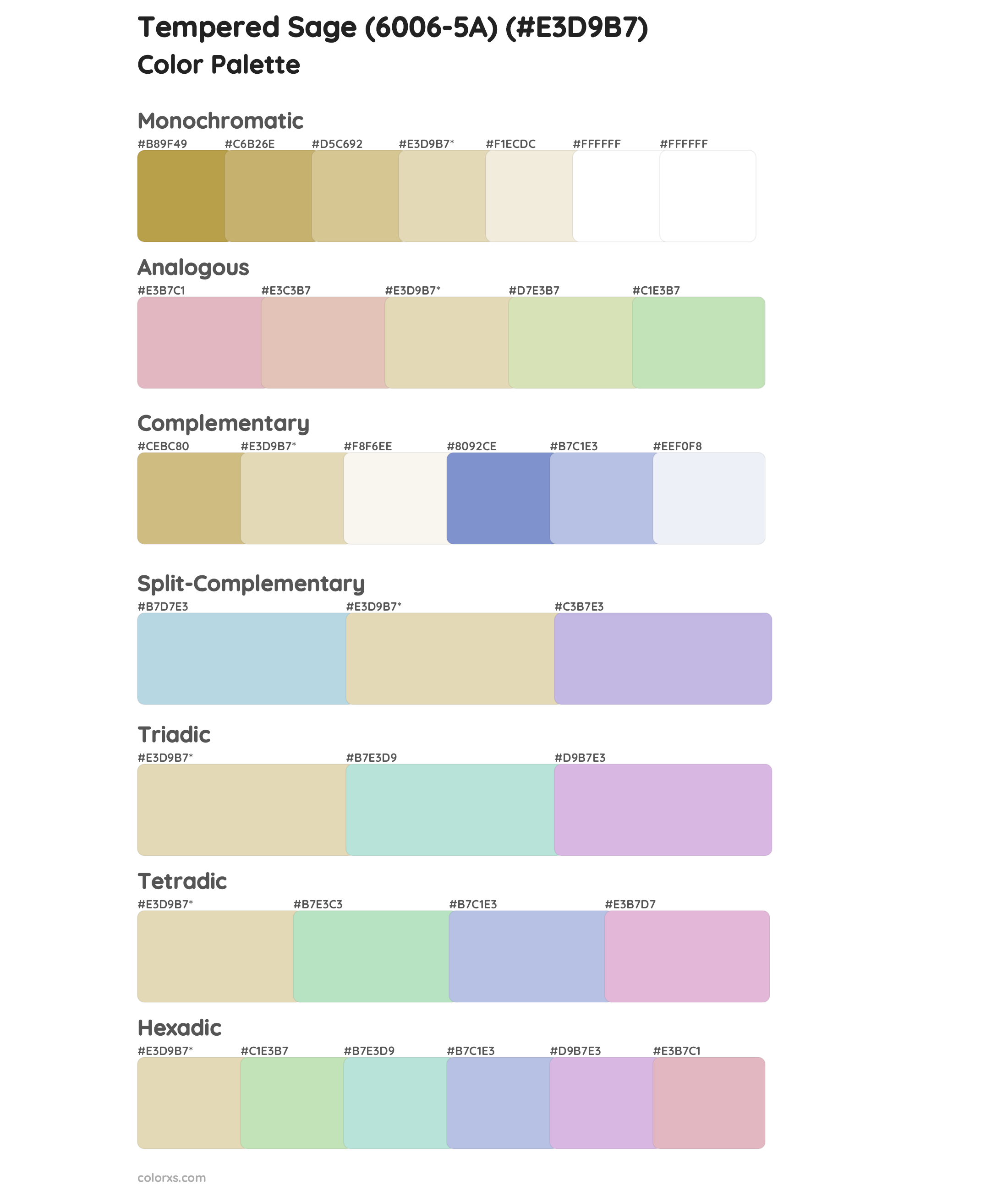 Tempered Sage (6006-5A) Color Scheme Palettes