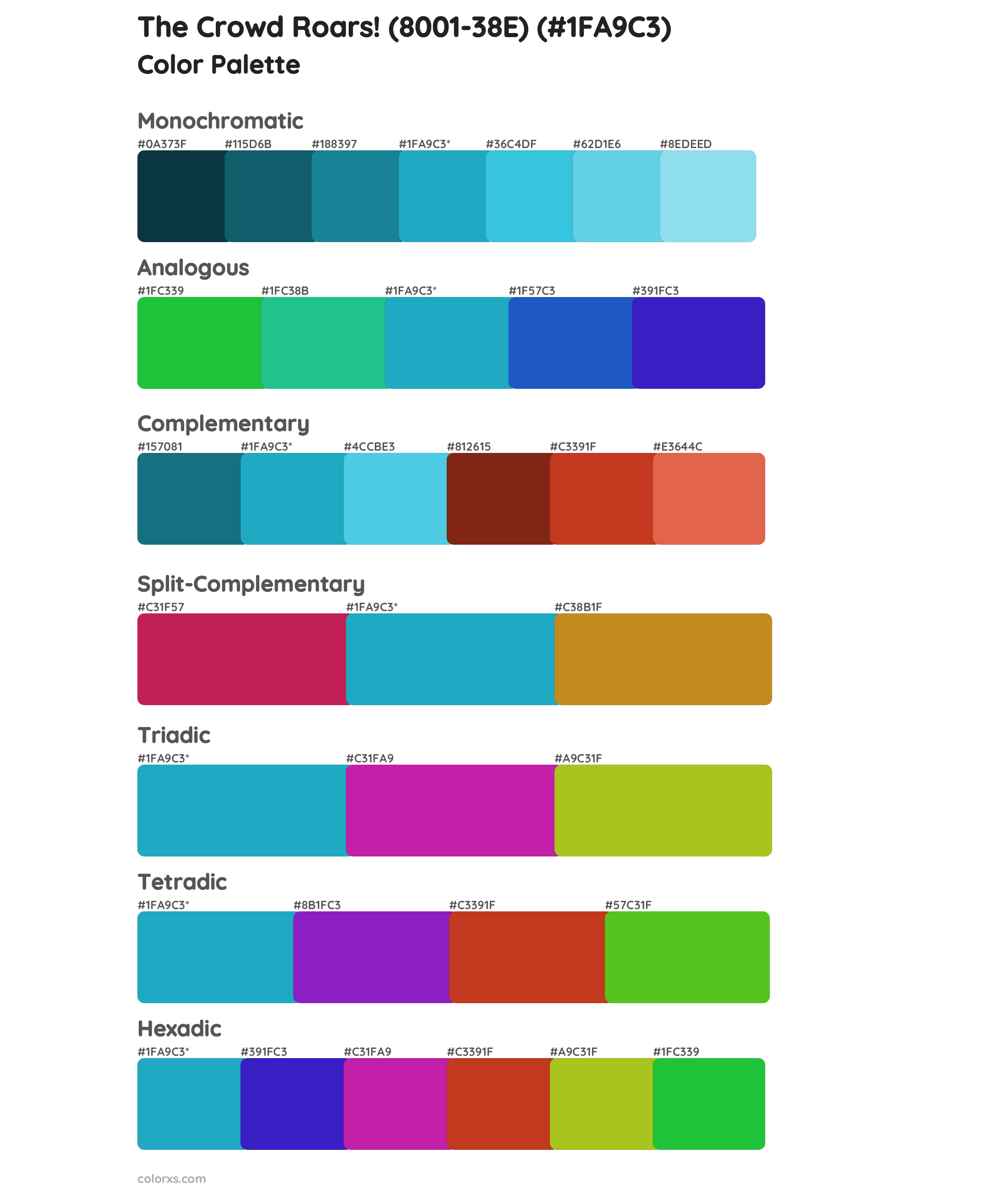 The Crowd Roars! (8001-38E) Color Scheme Palettes