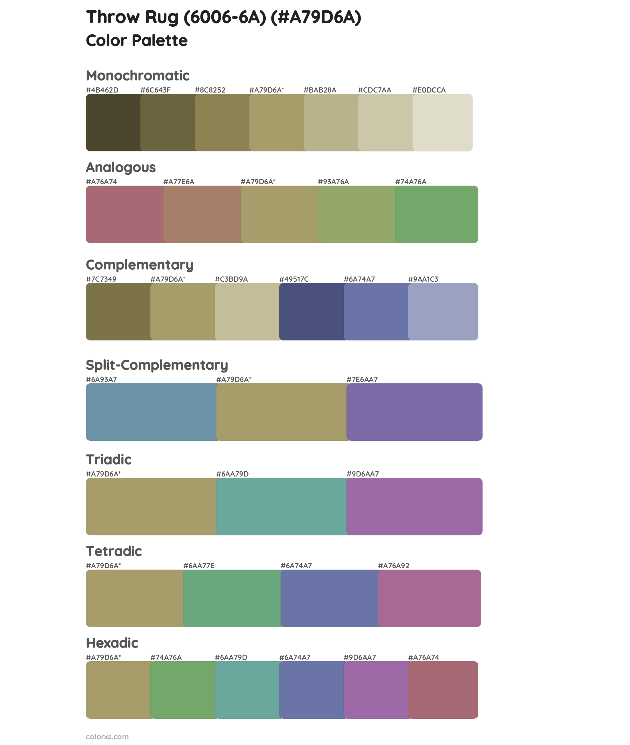 Throw Rug (6006-6A) Color Scheme Palettes