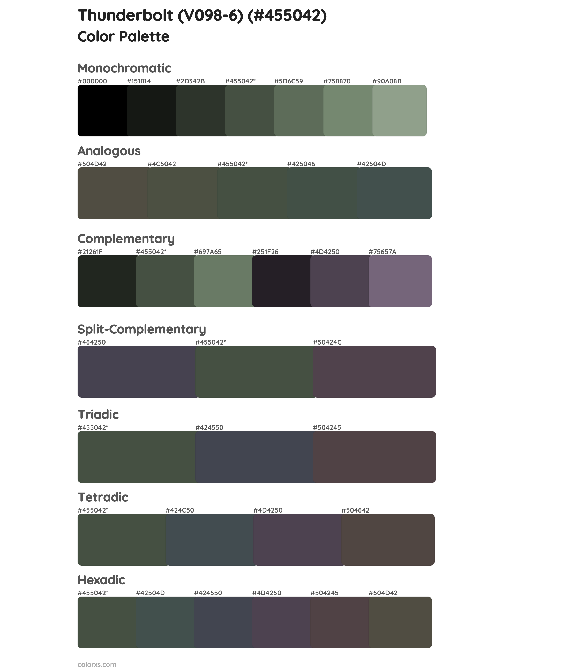 Thunderbolt (V098-6) Color Scheme Palettes