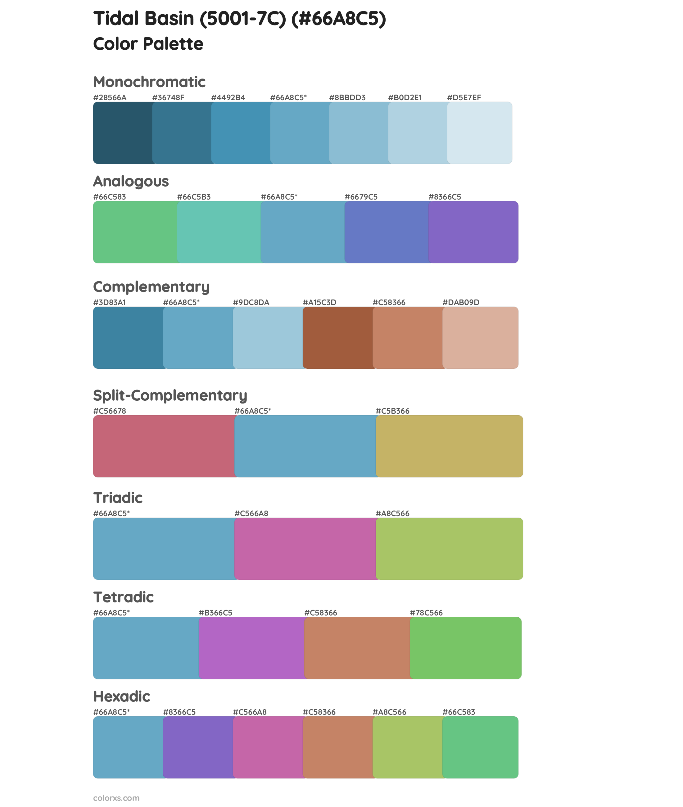 Tidal Basin (5001-7C) Color Scheme Palettes