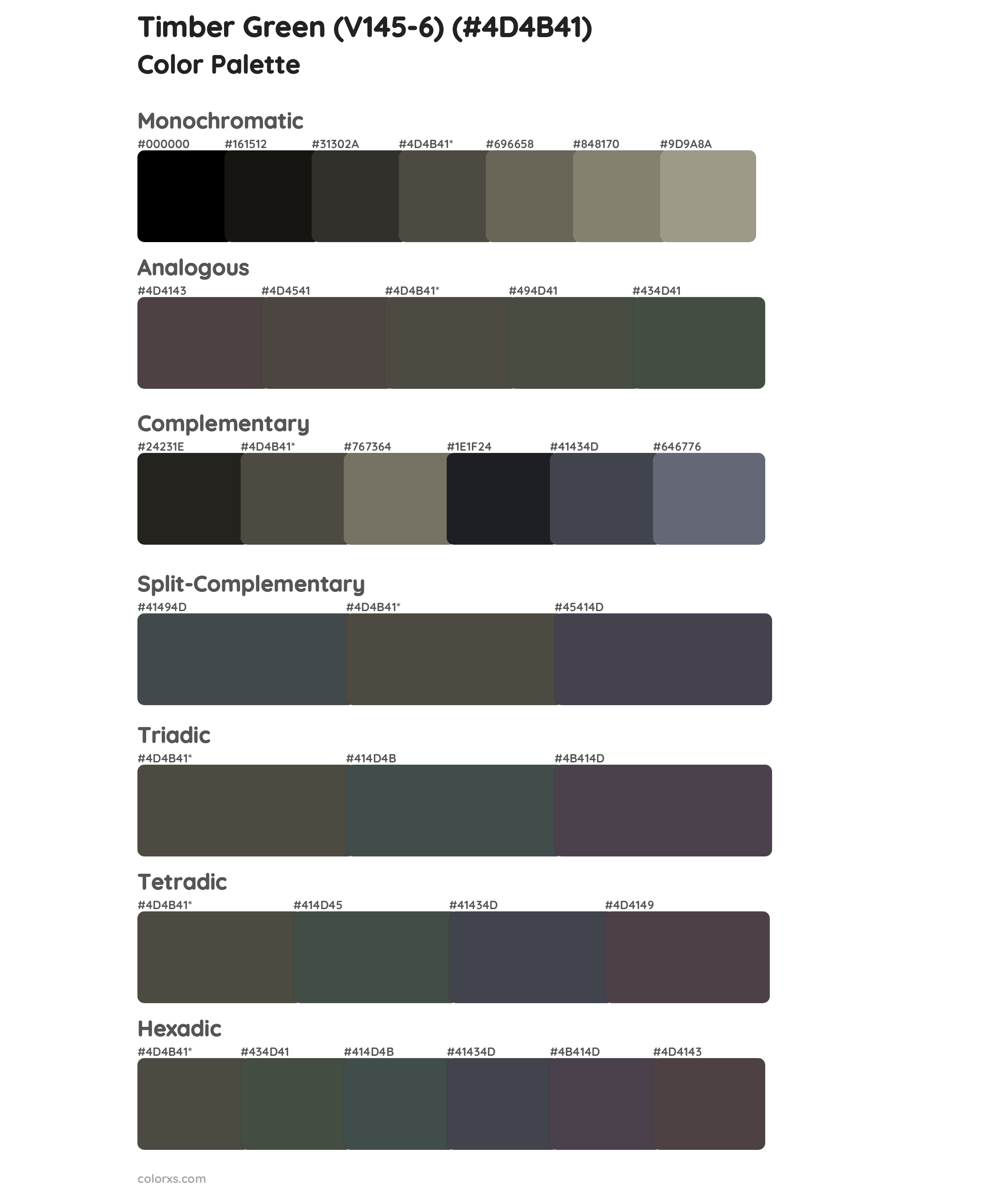 Timber Green (V145-6) Color Scheme Palettes