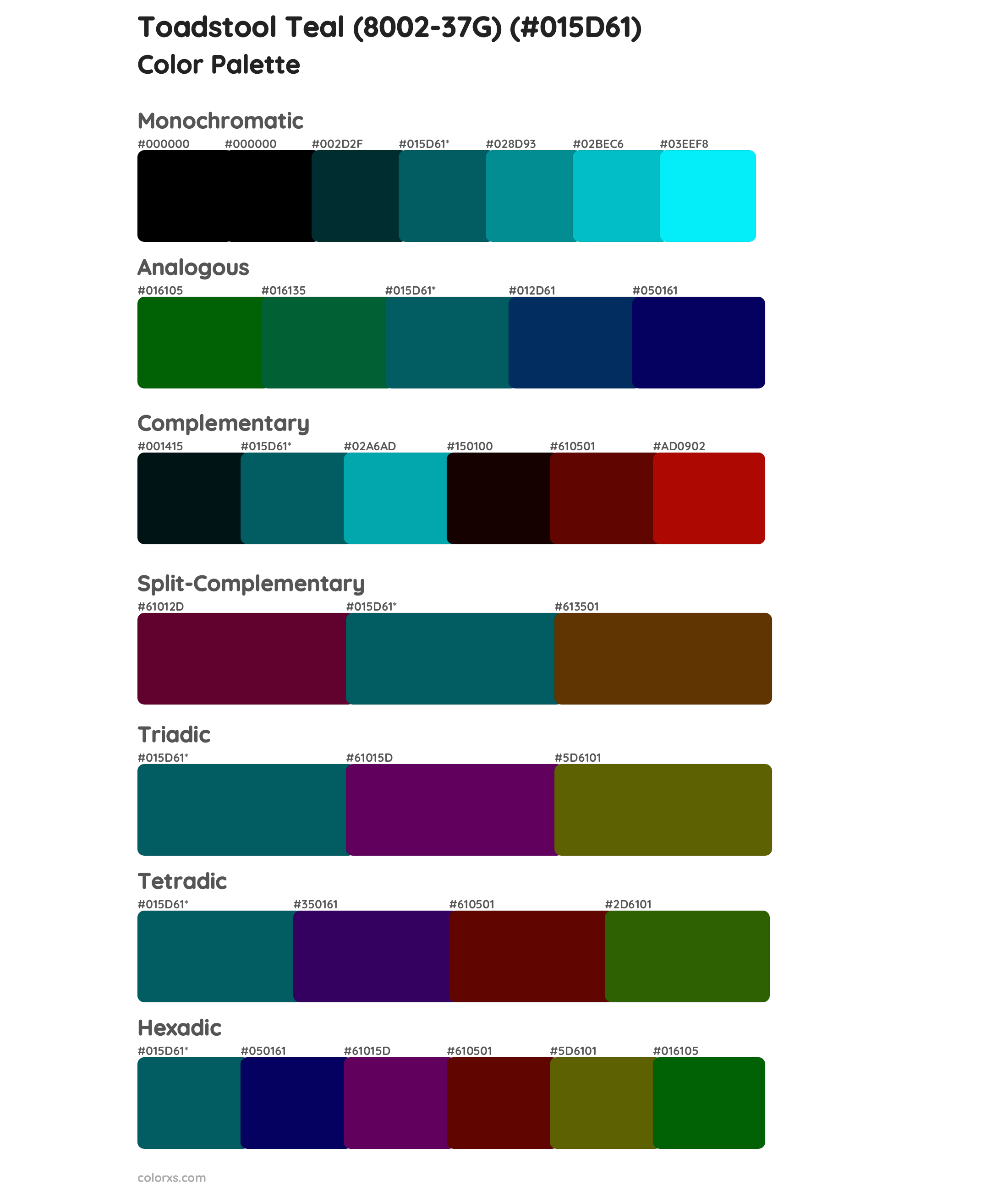 Toadstool Teal (8002-37G) Color Scheme Palettes