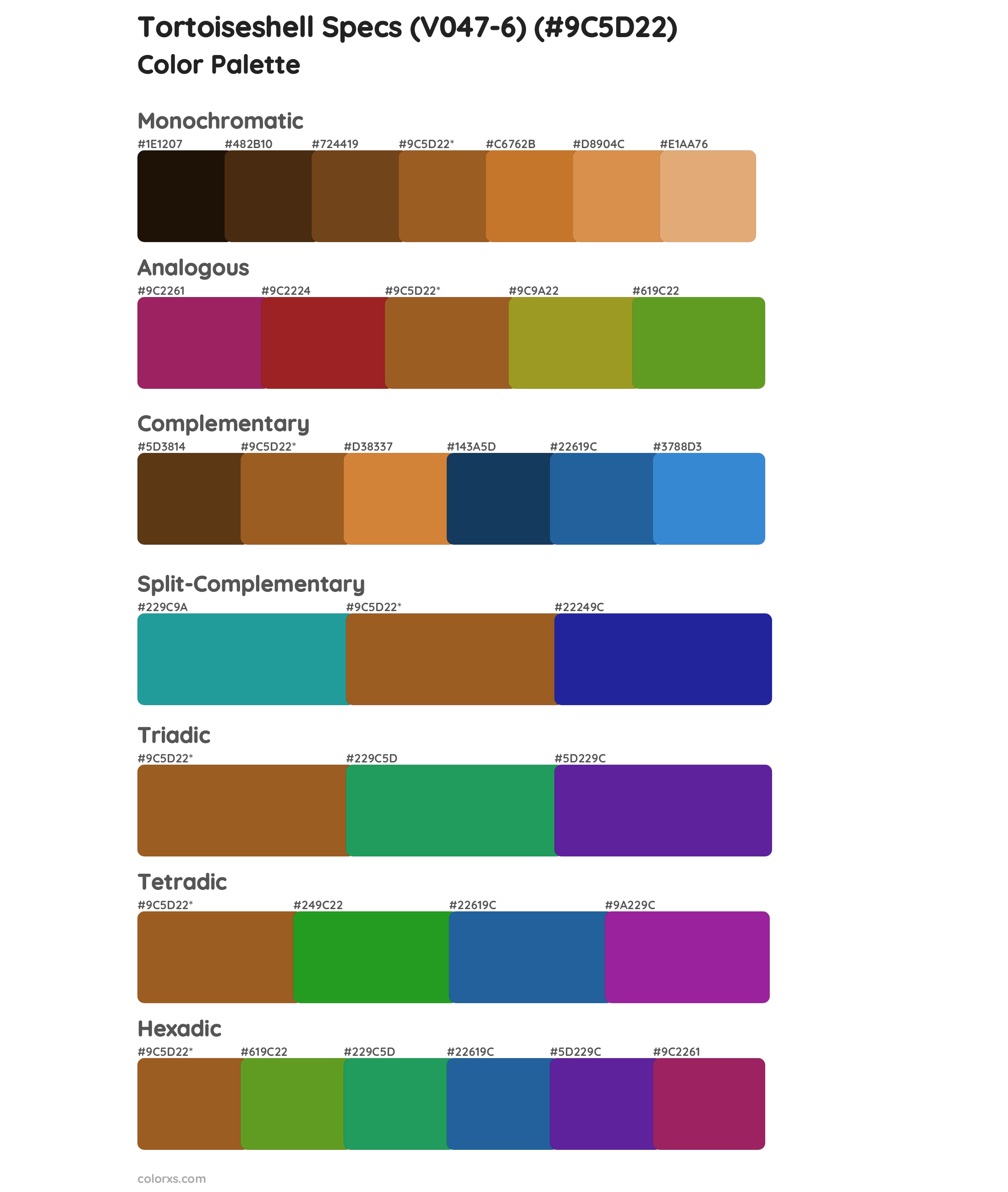 Tortoiseshell Specs (V047-6) Color Scheme Palettes