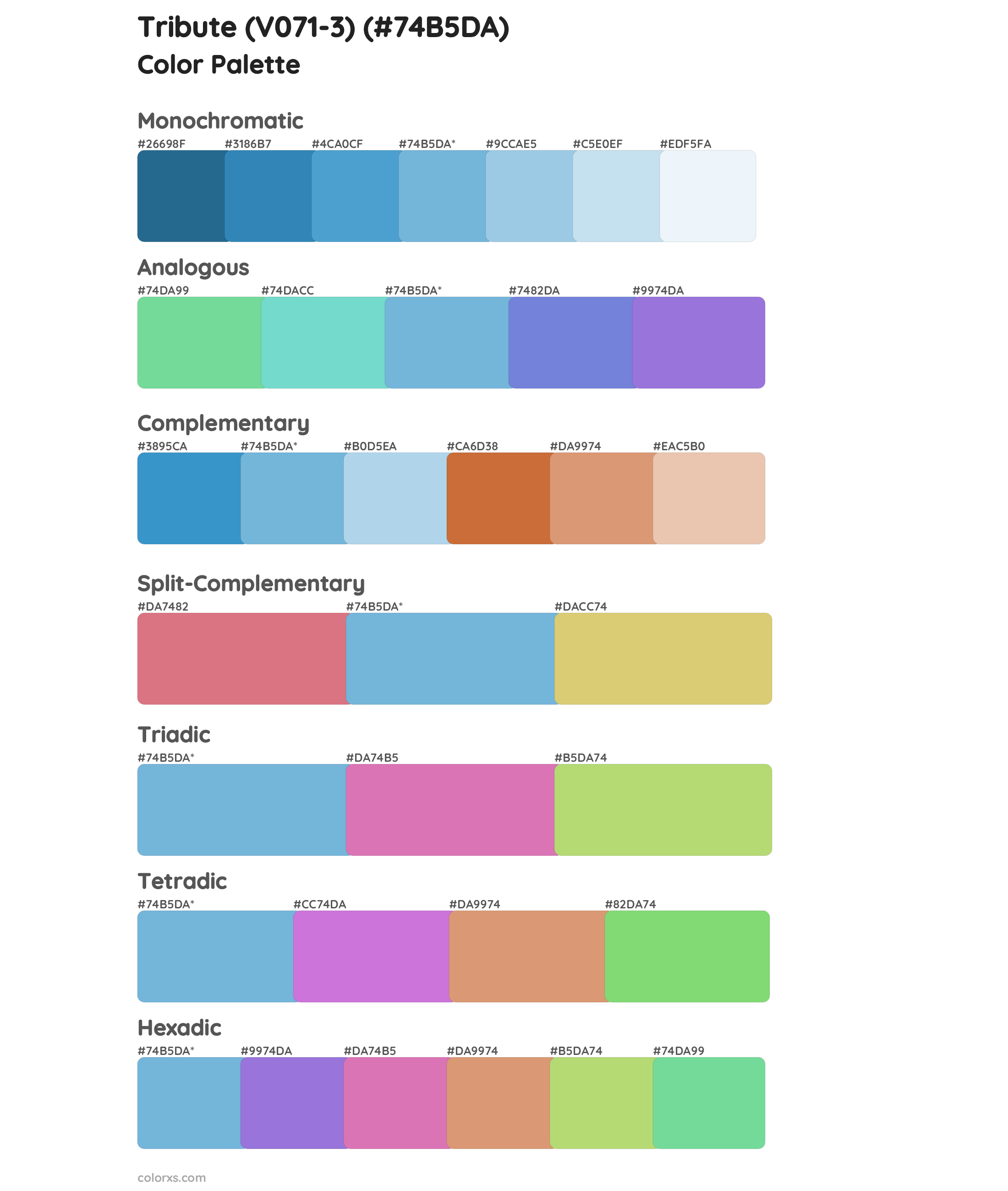 Tribute (V071-3) Color Scheme Palettes