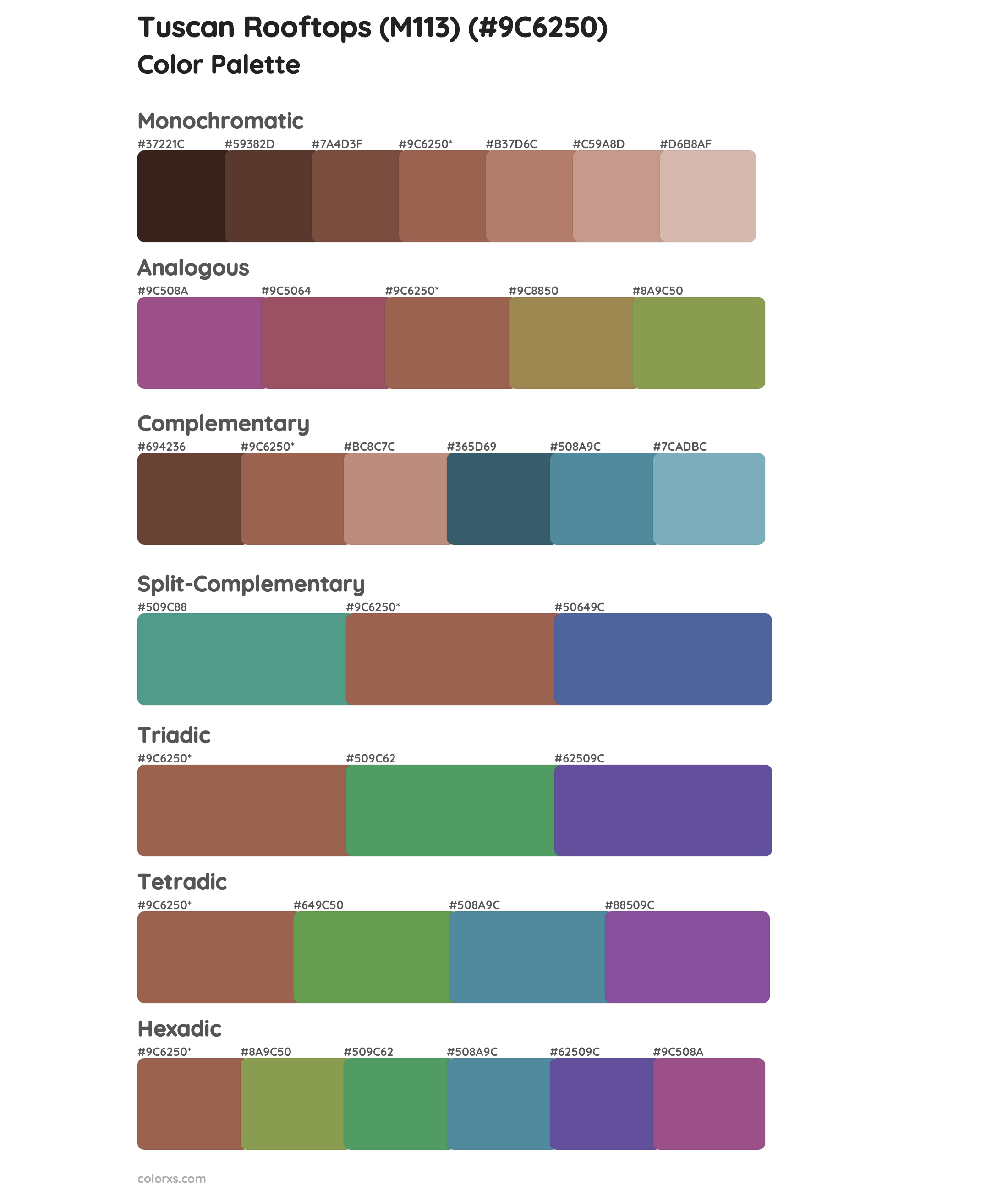 Tuscan Rooftops (M113) Color Scheme Palettes