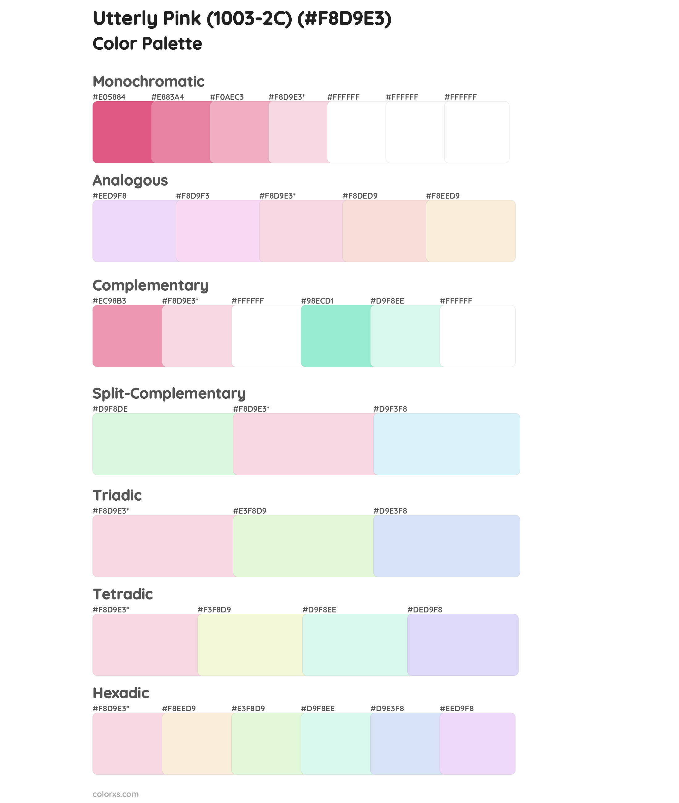 Utterly Pink (1003-2C) Color Scheme Palettes