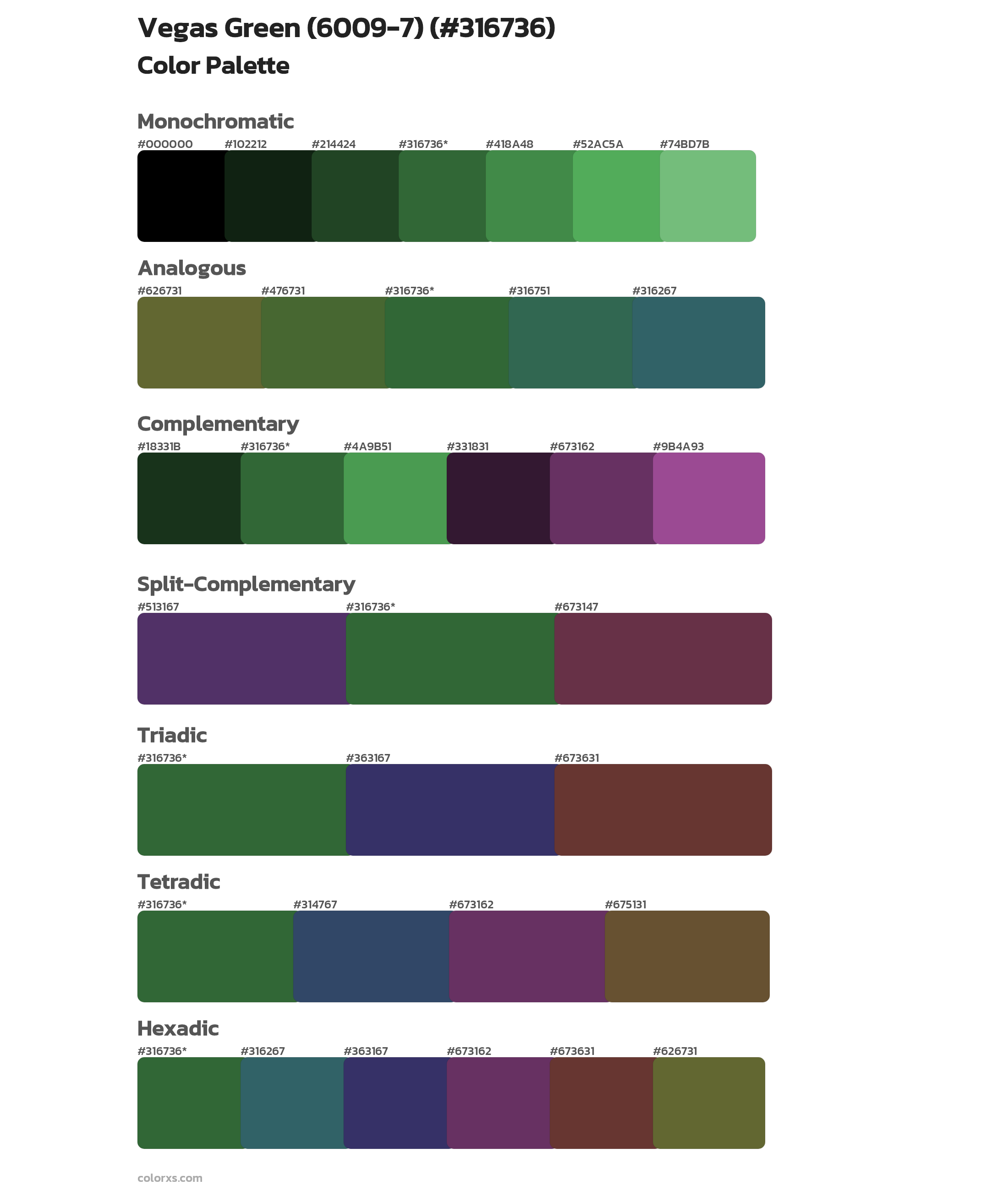 Vegas Green (6009-7) Color Scheme Palettes