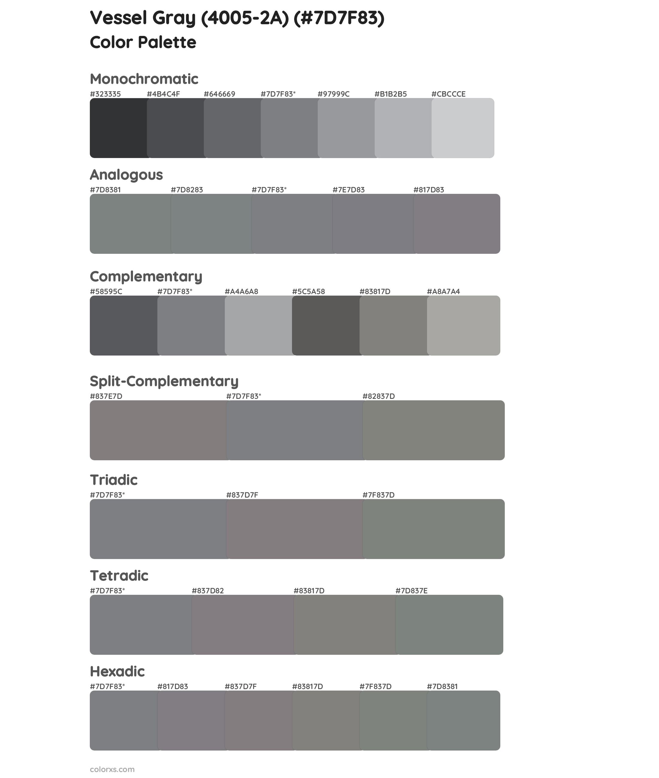 Vessel Gray (4005-2A) Color Scheme Palettes