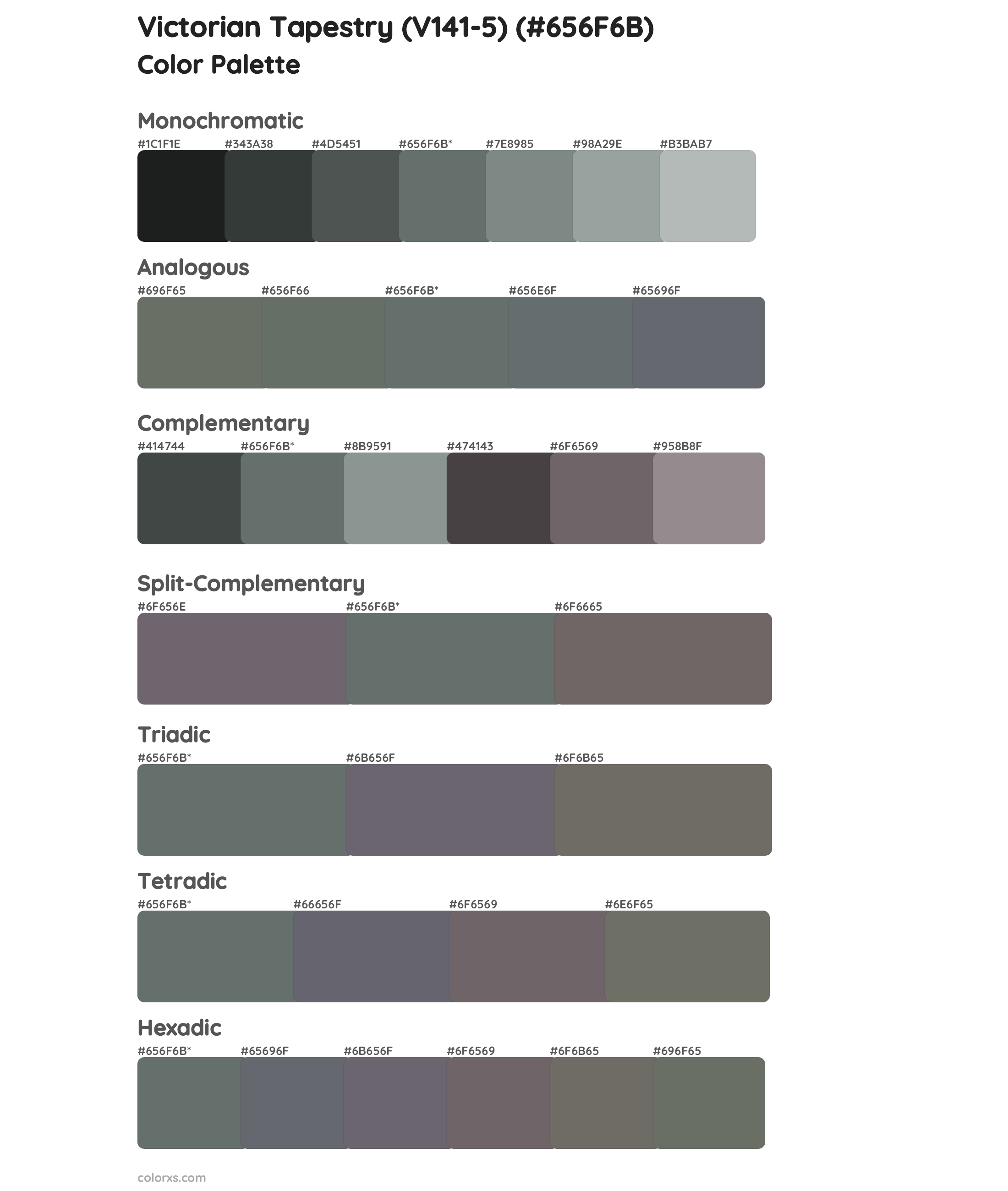 Victorian Tapestry (V141-5) Color Scheme Palettes