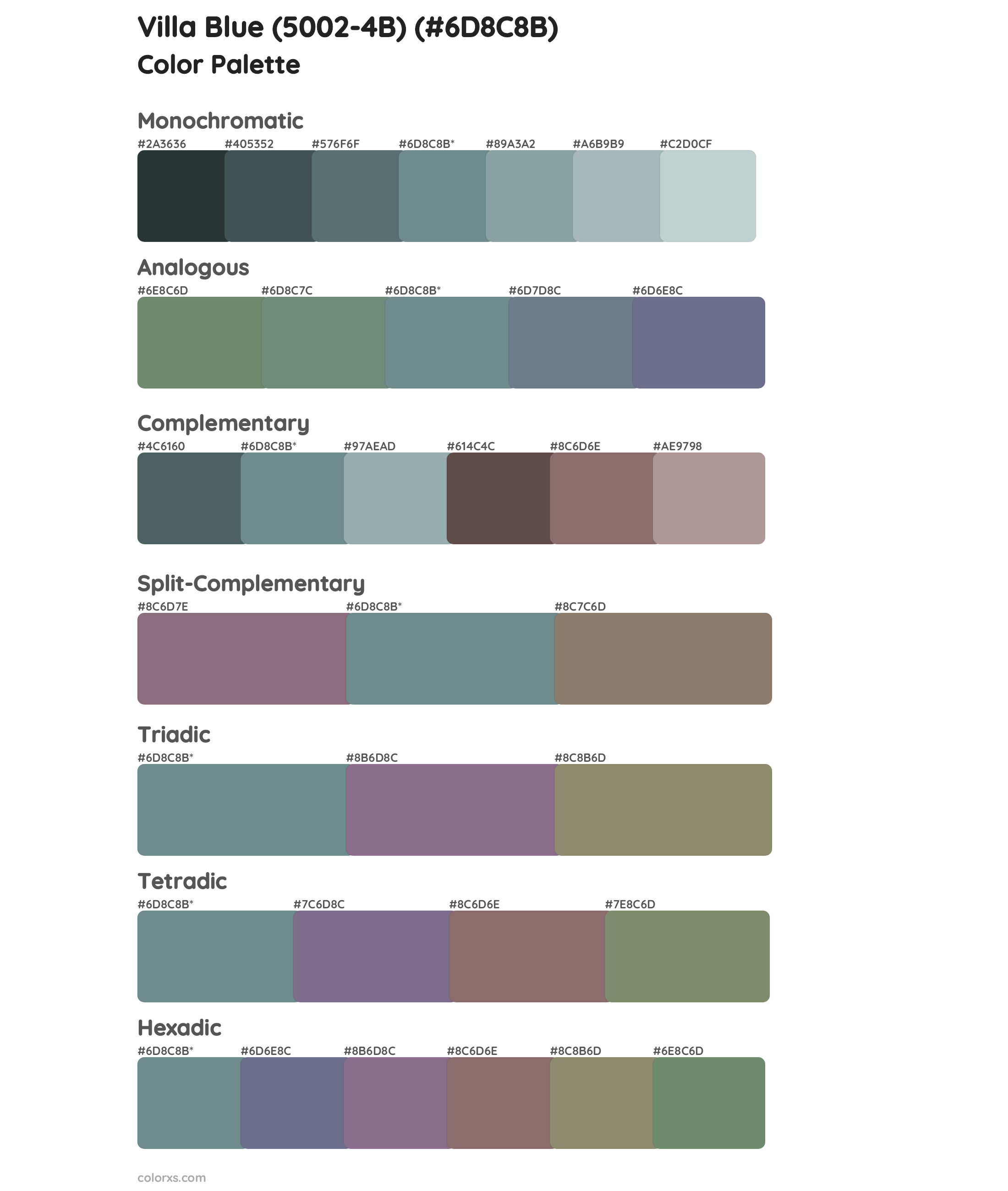 Villa Blue (5002-4B) Color Scheme Palettes