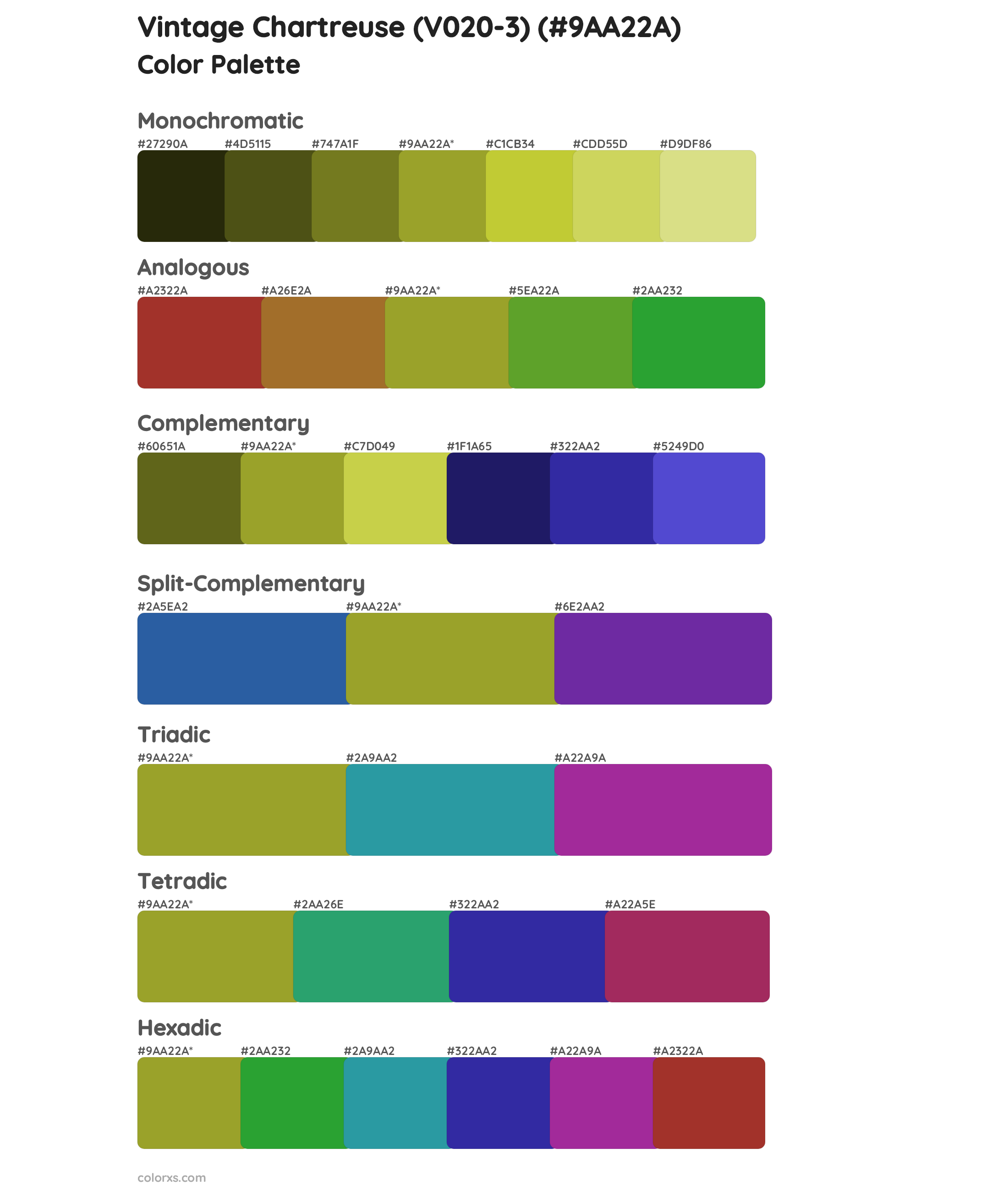 Vintage Chartreuse (V020-3) Color Scheme Palettes