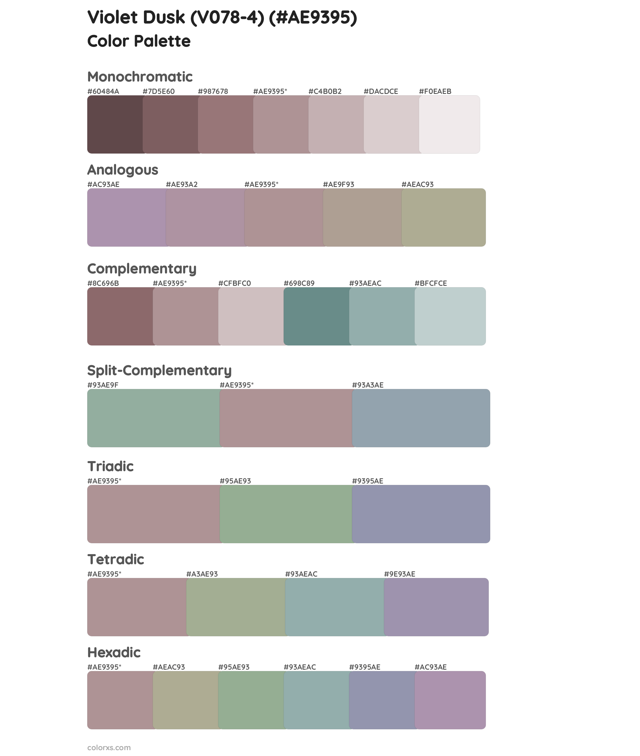 Violet Dusk (V078-4) Color Scheme Palettes