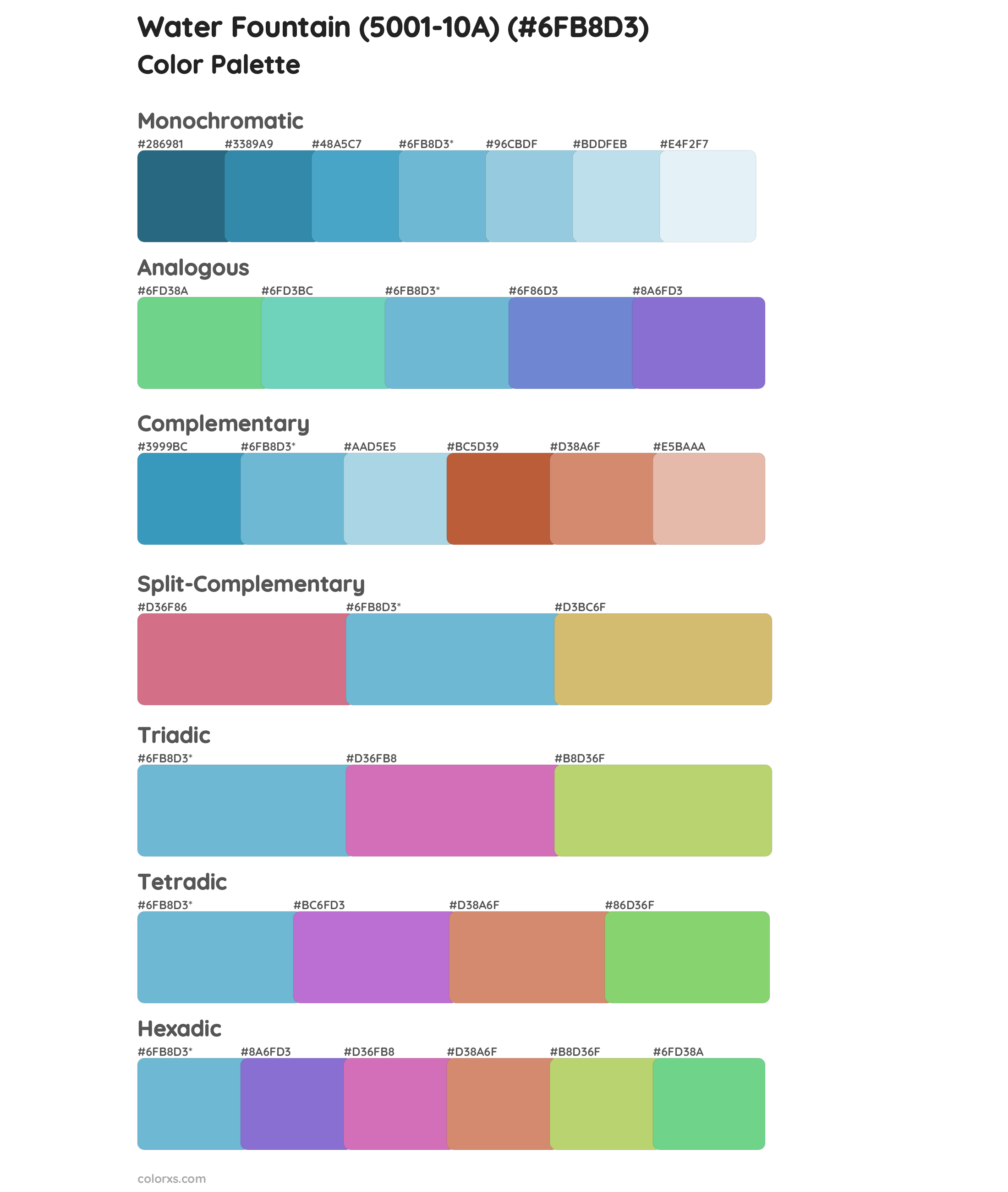 Water Fountain (5001-10A) Color Scheme Palettes