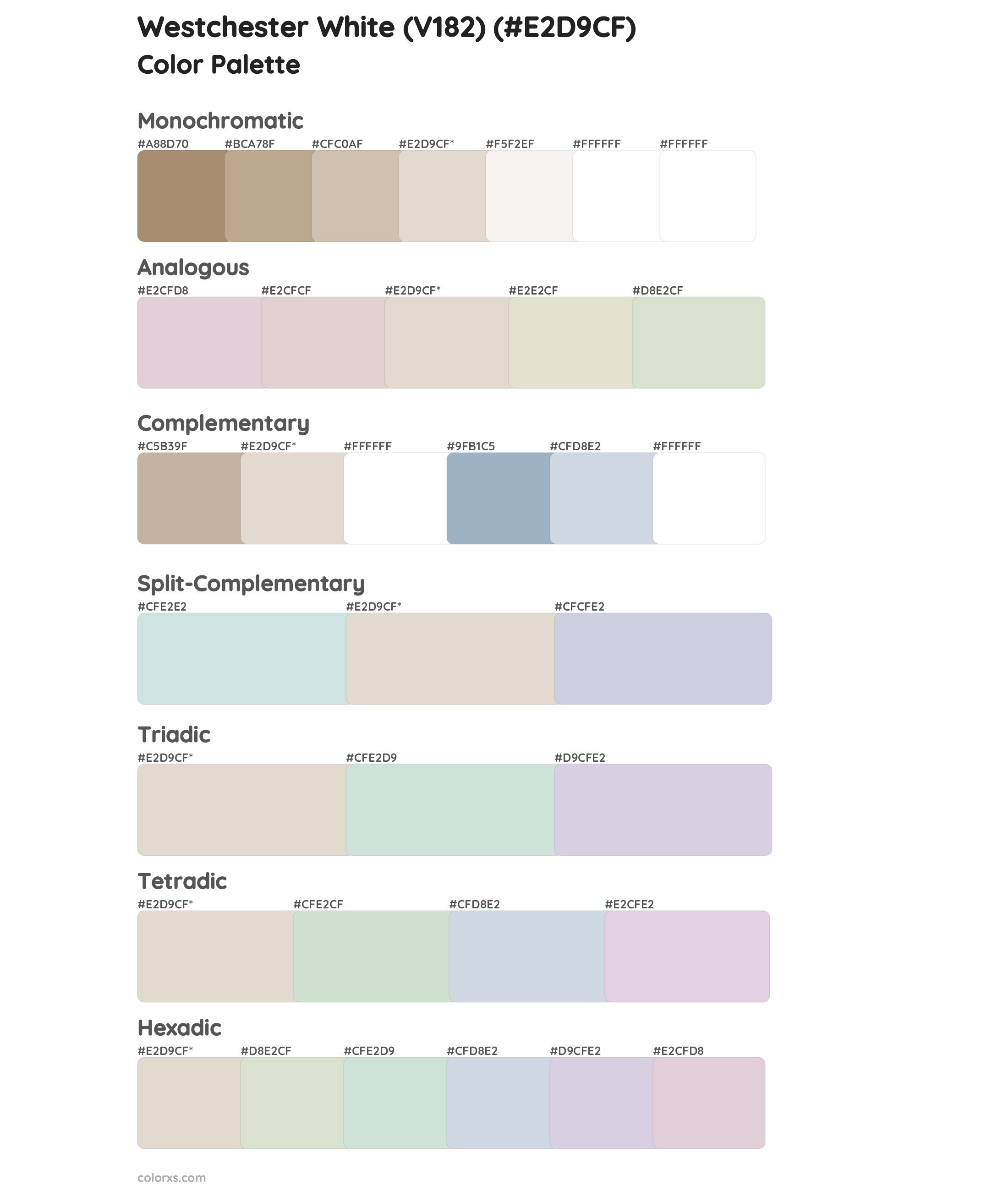 Westchester White (V182) Color Scheme Palettes