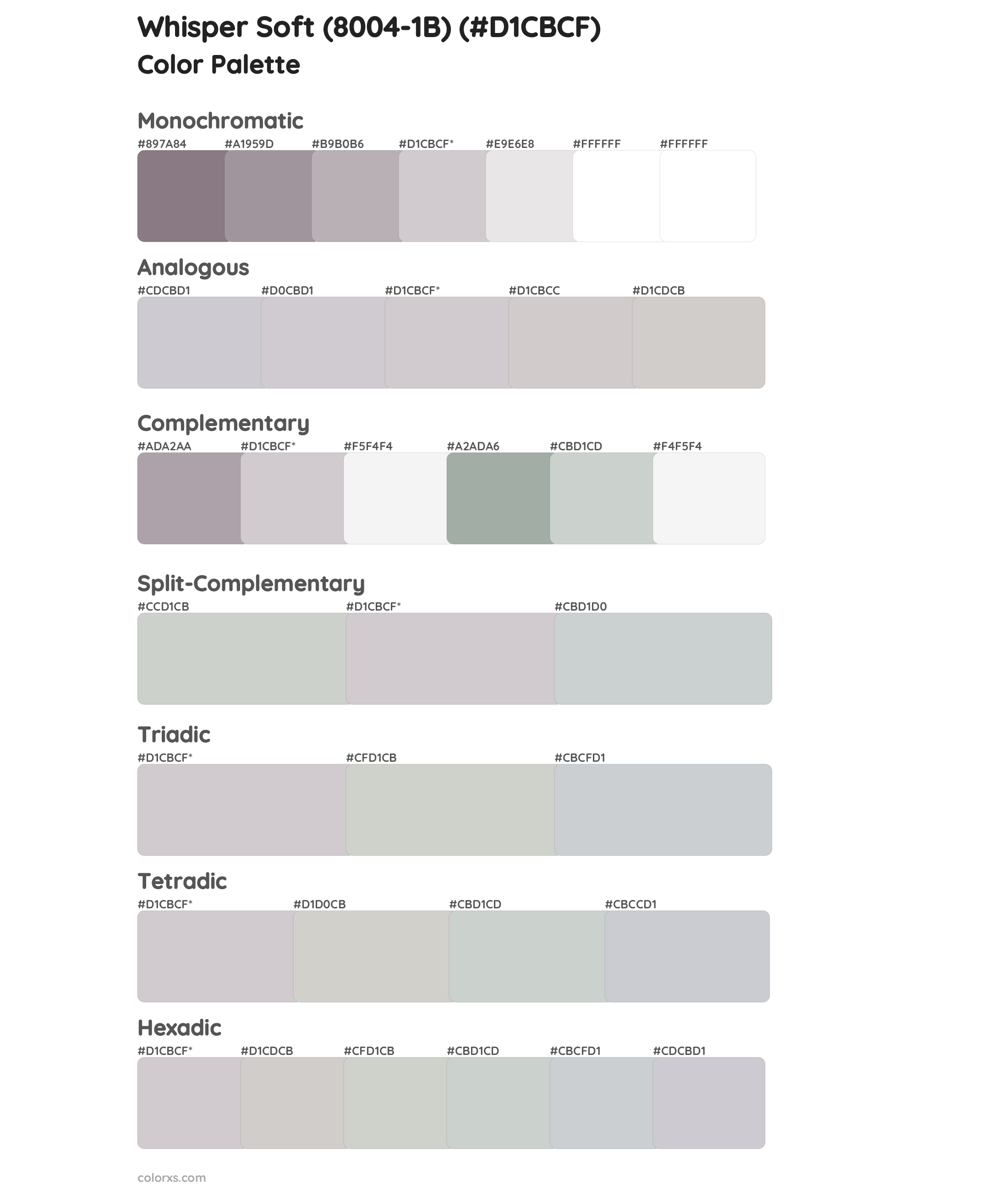 Whisper Soft (8004-1B) Color Scheme Palettes