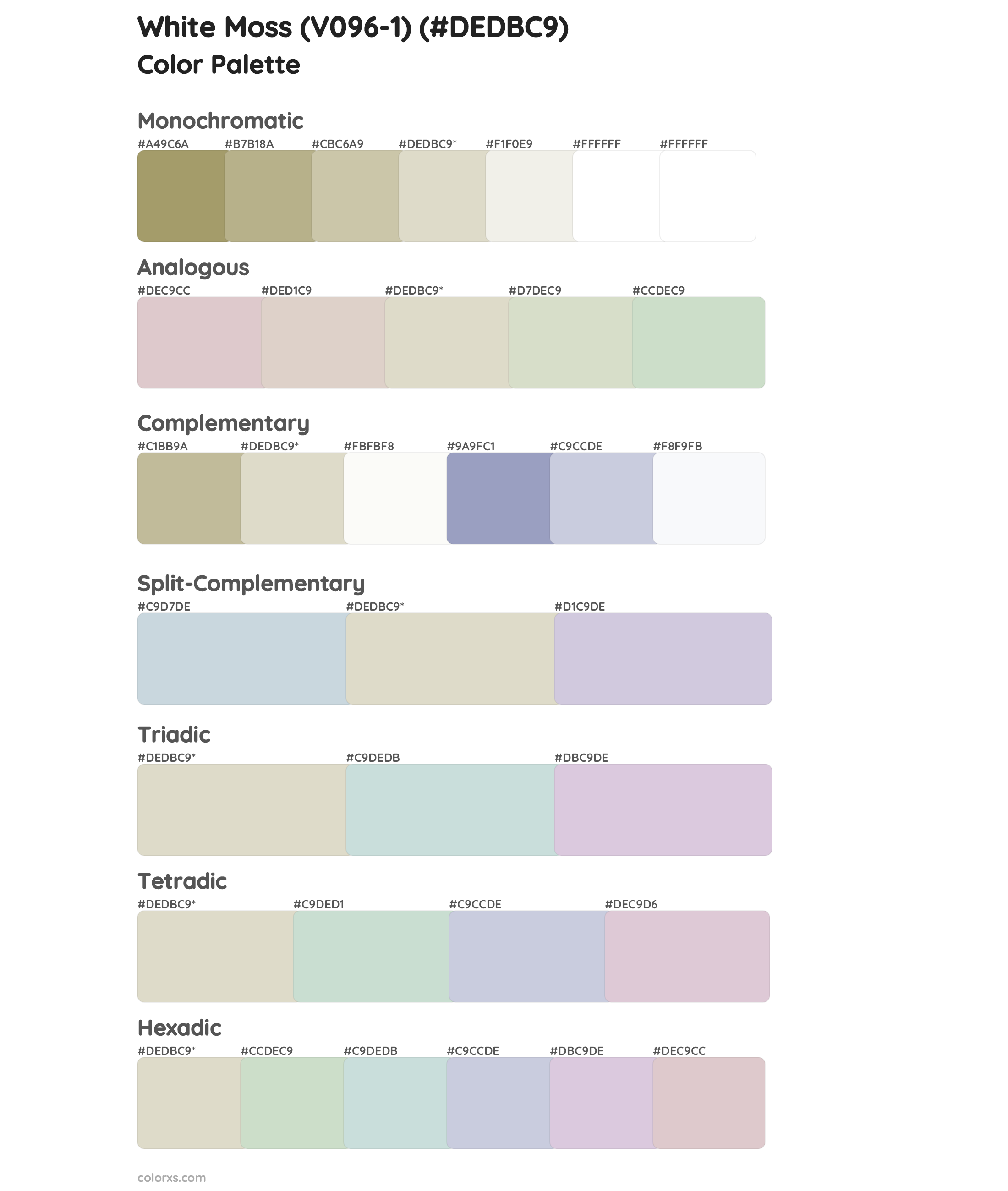 White Moss (V096-1) Color Scheme Palettes