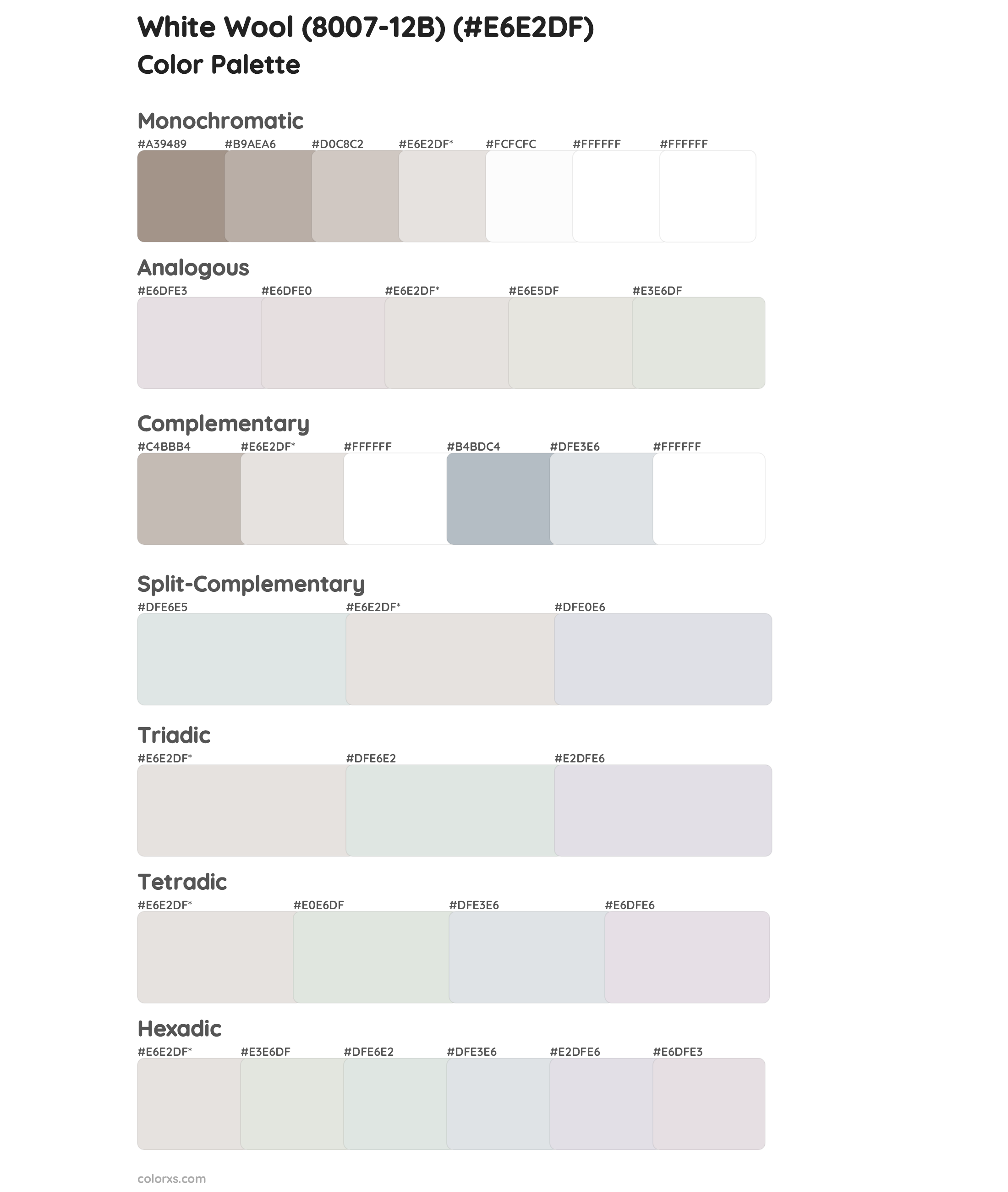 White Wool (8007-12B) Color Scheme Palettes