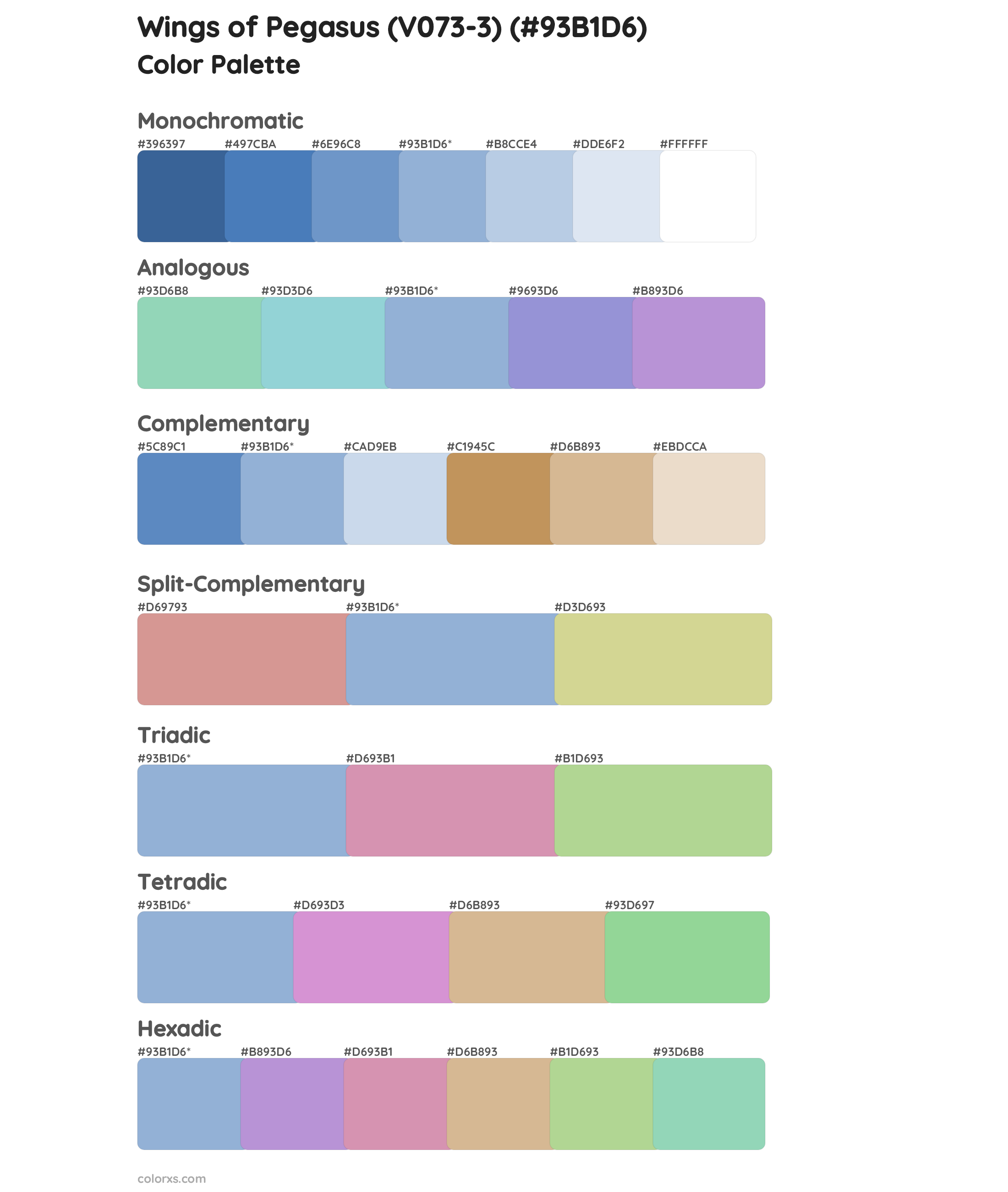 Wings of Pegasus (V073-3) Color Scheme Palettes