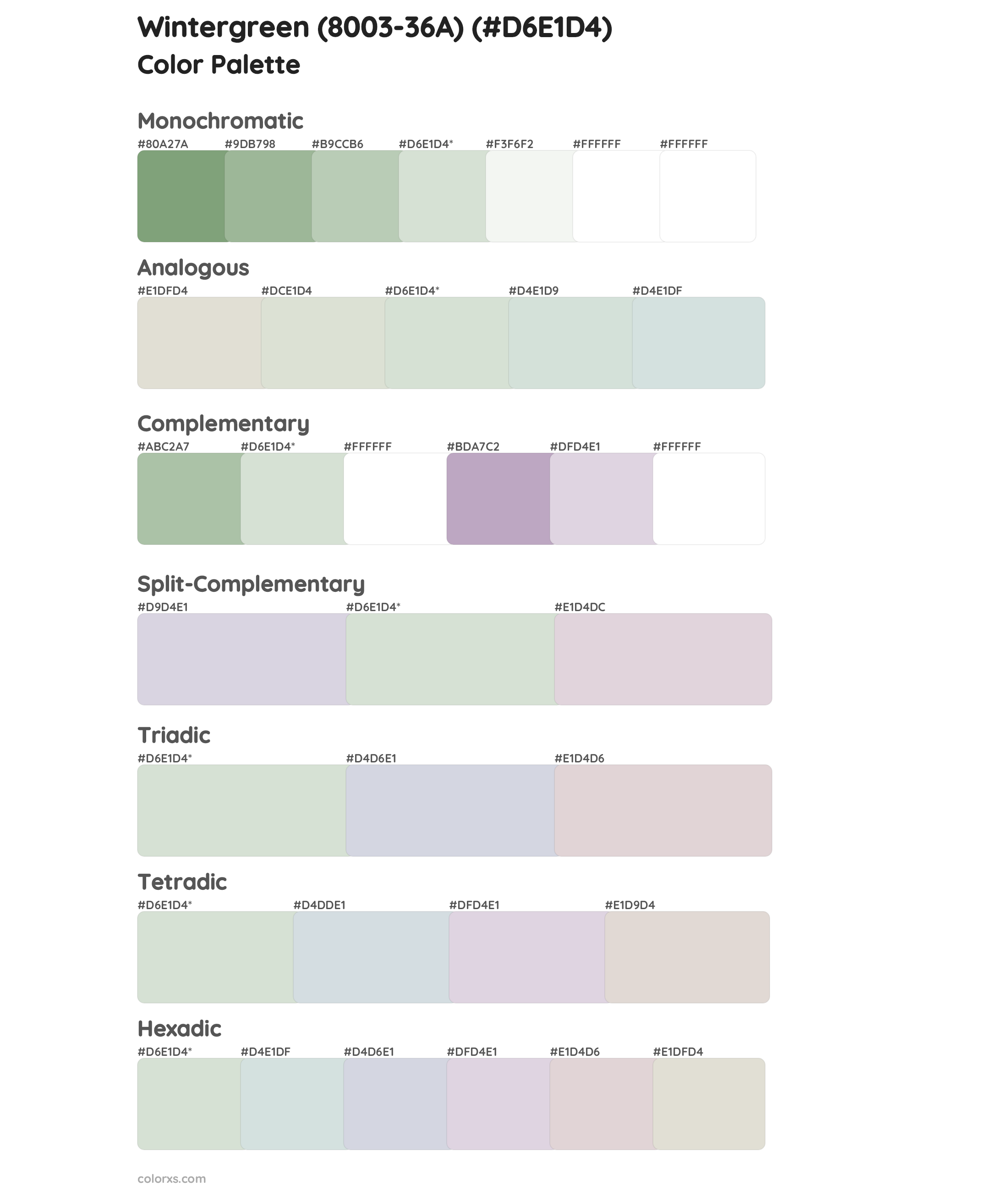 Wintergreen (8003-36A) Color Scheme Palettes