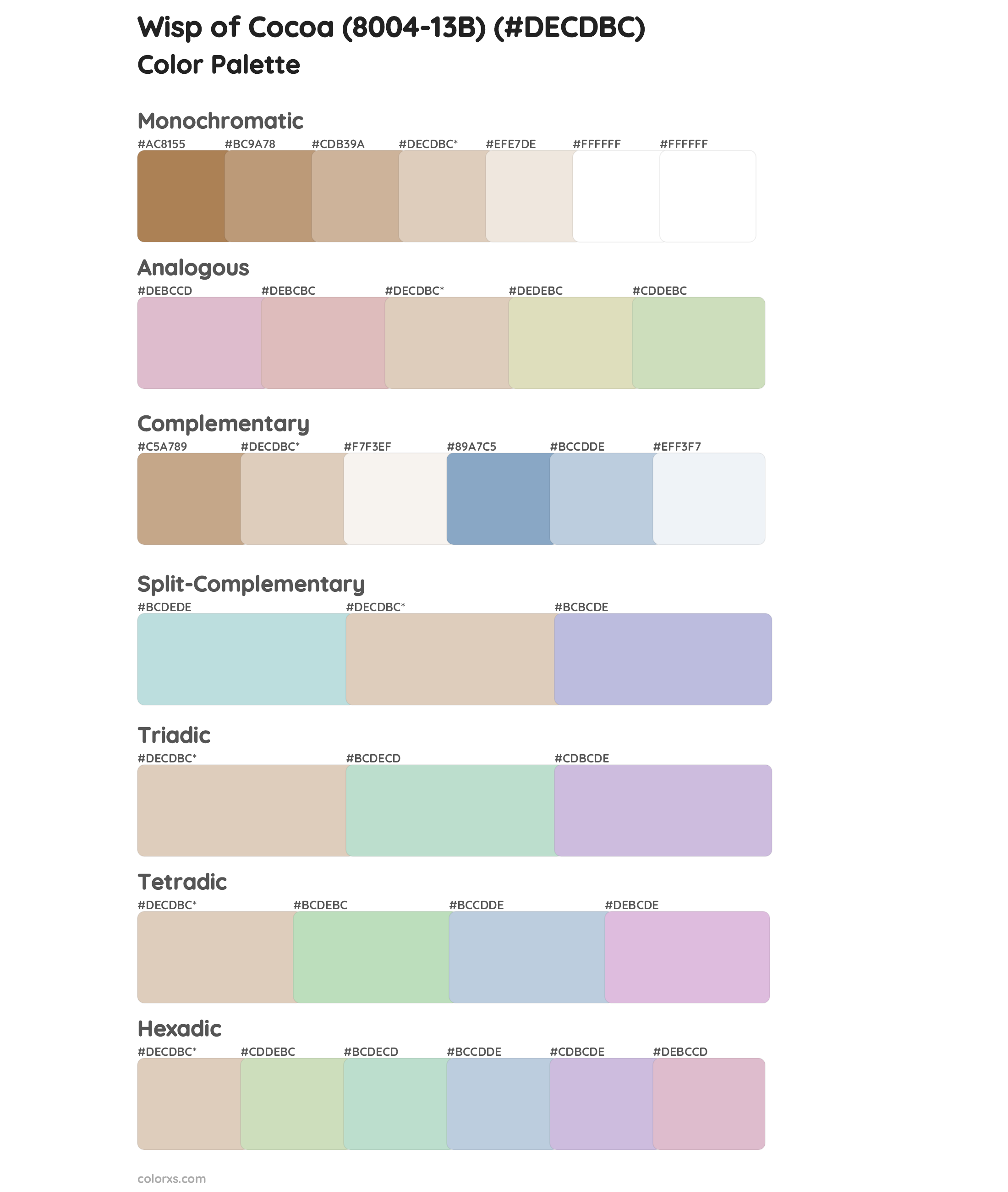 Wisp of Cocoa (8004-13B) Color Scheme Palettes