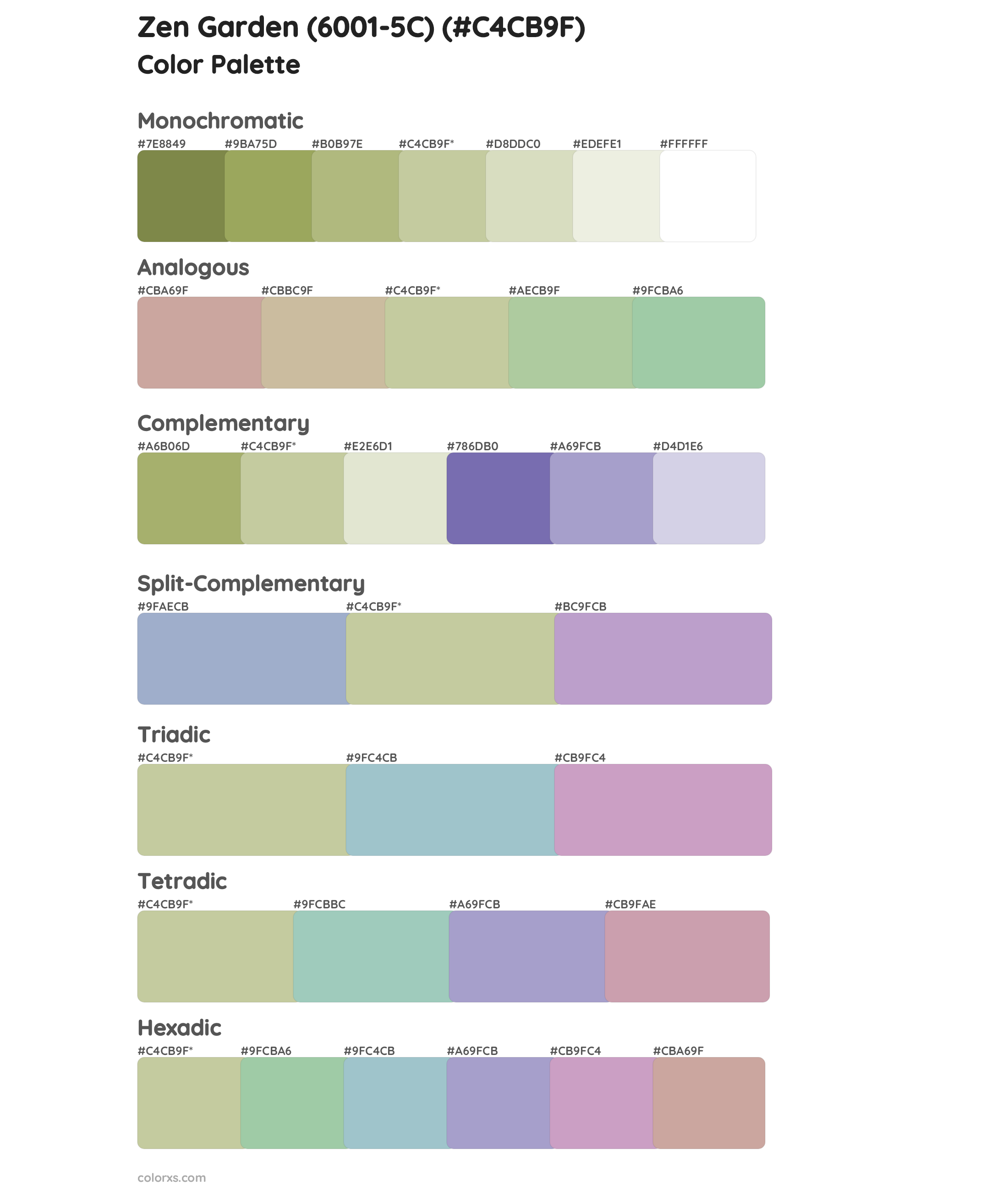 Zen Garden (6001-5C) Color Scheme Palettes