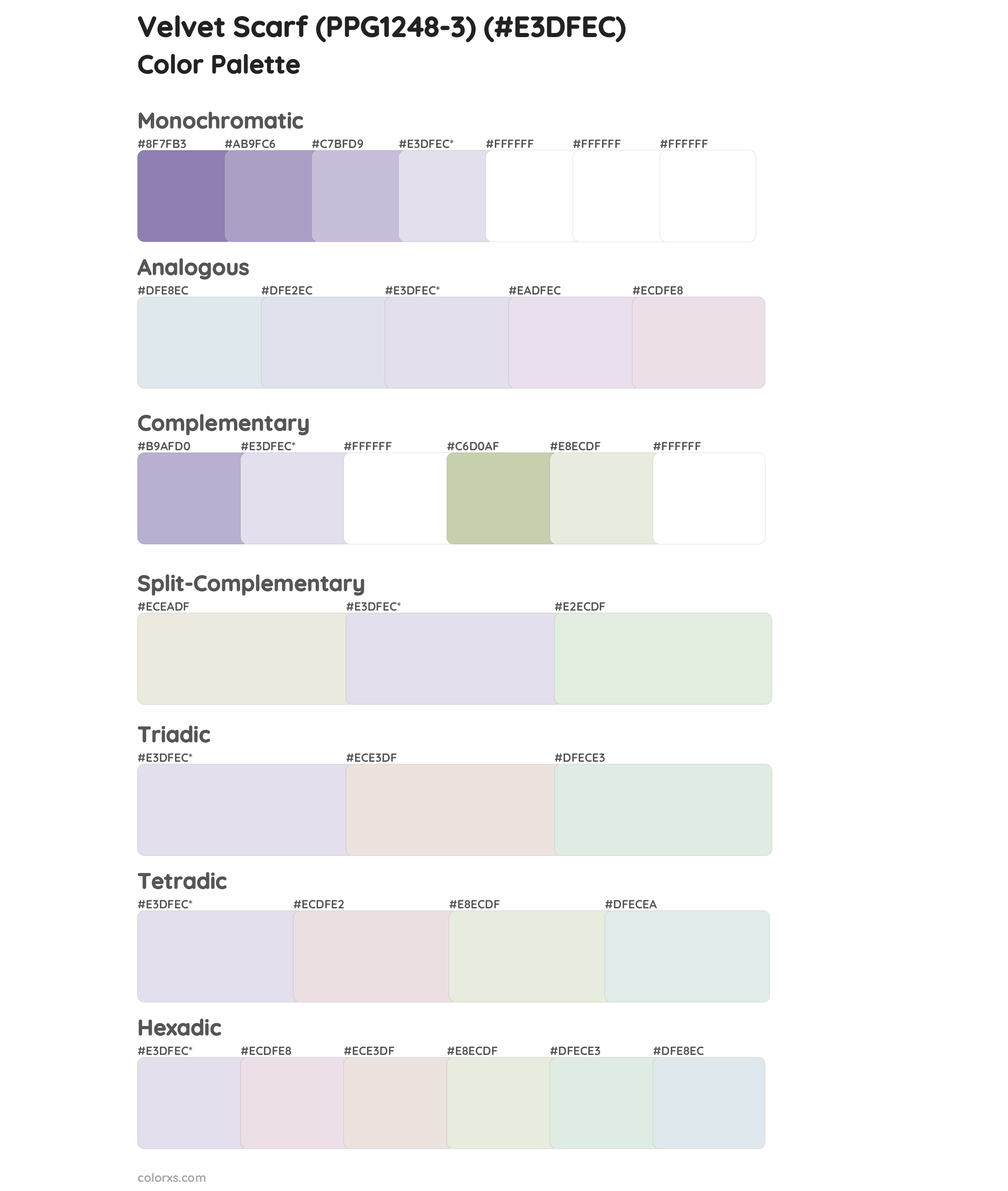 Velvet Scarf (PPG1248-3) Color Scheme Palettes