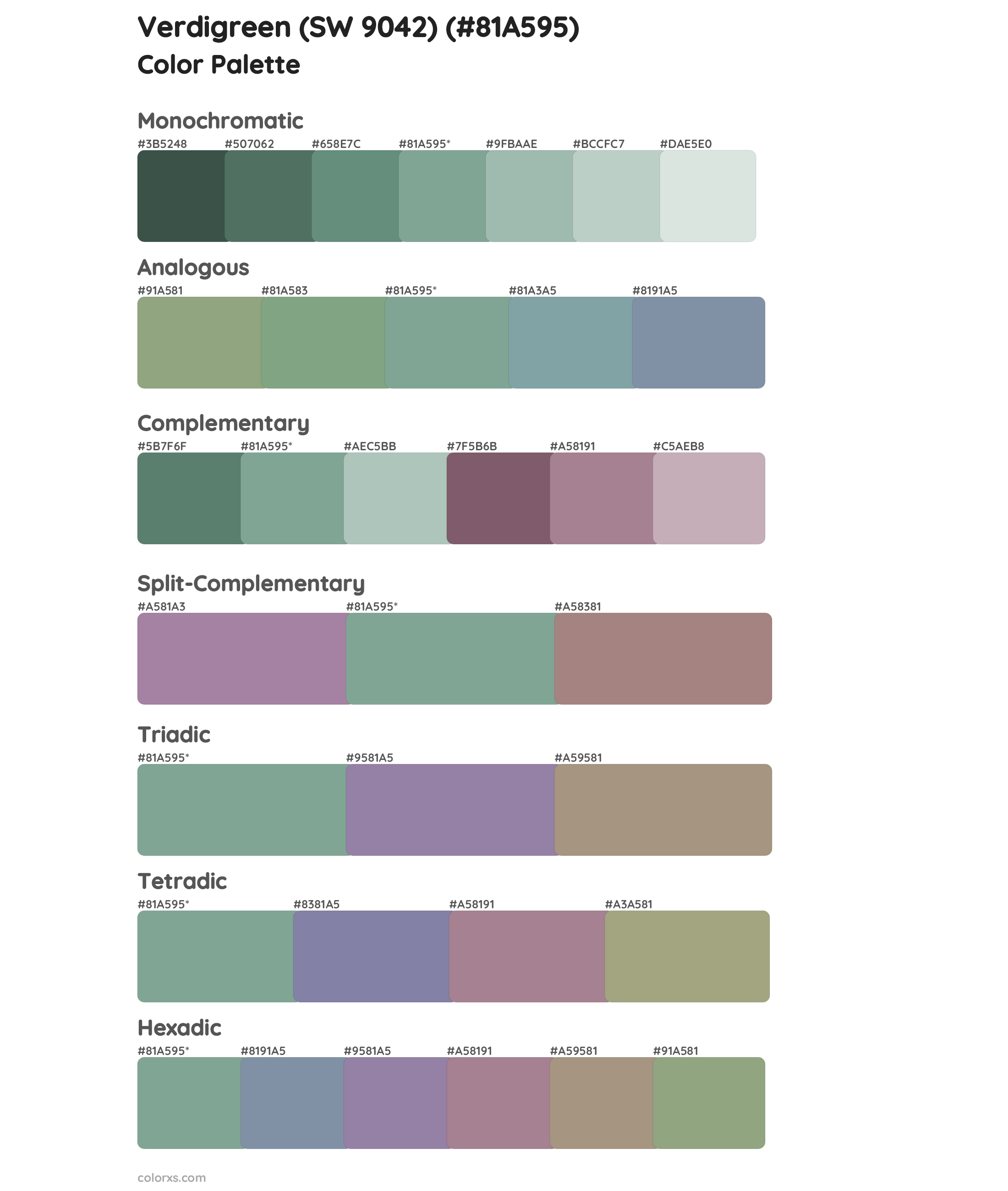 Verdigreen (SW 9042) Color Scheme Palettes