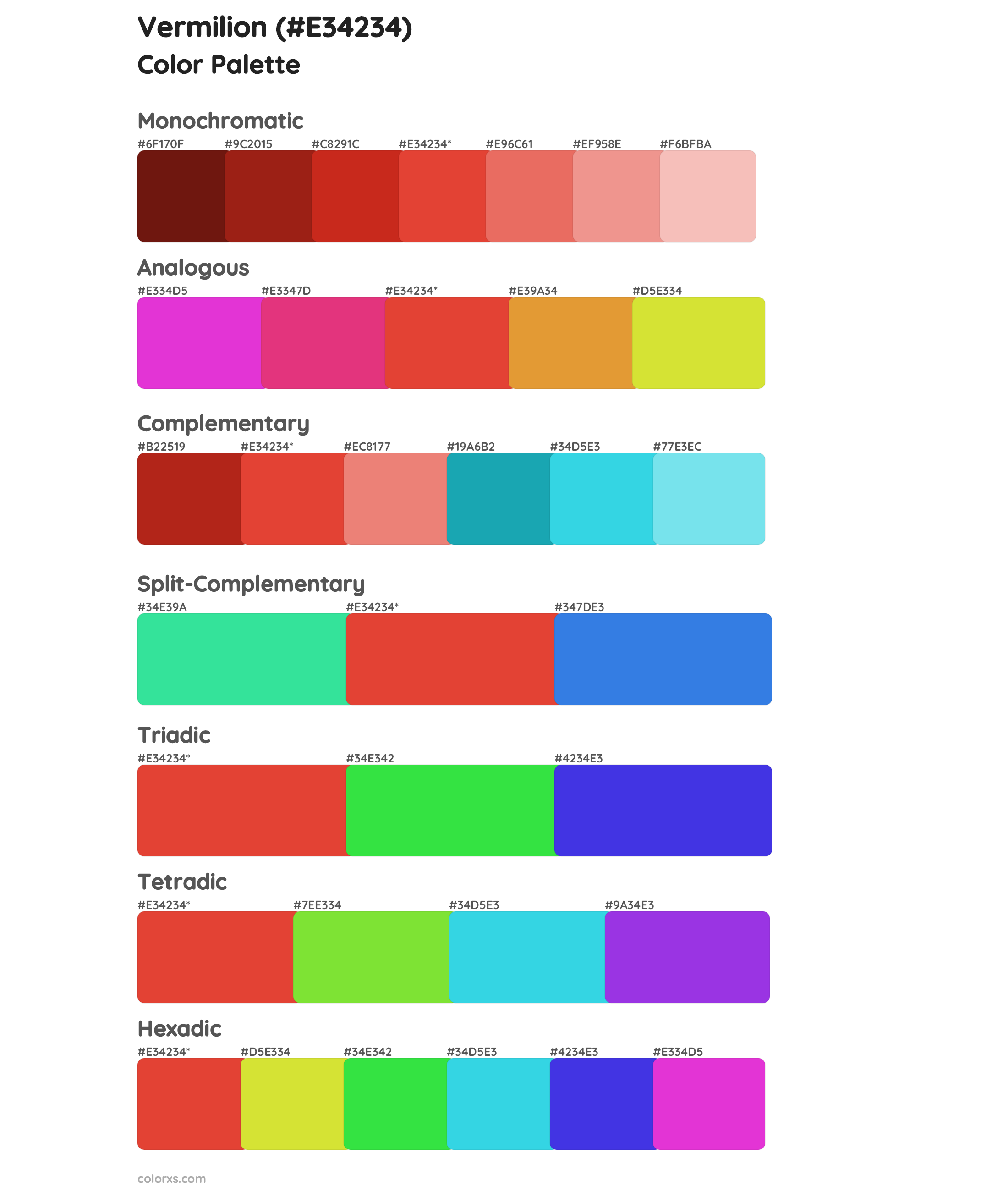 Vermilion Color Palettes - Colorxs.com