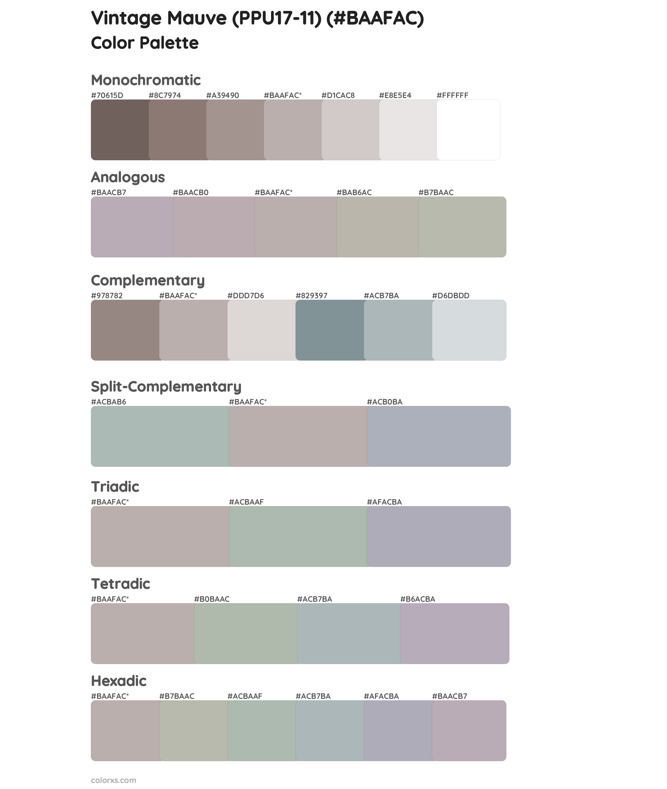 Vintage Mauve (PPU17-11) Color Scheme Palettes