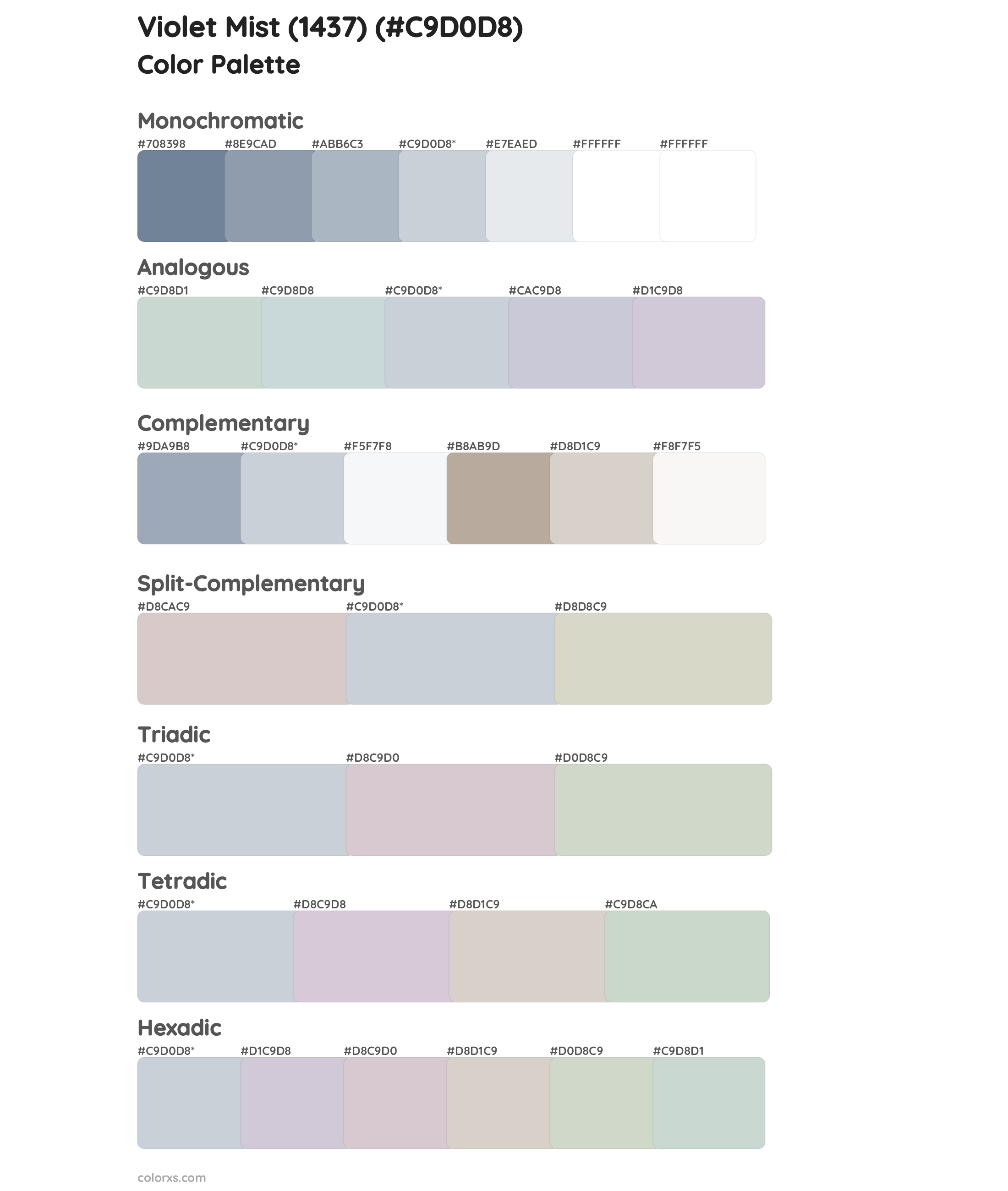 Violet Mist (1437) Color Scheme Palettes