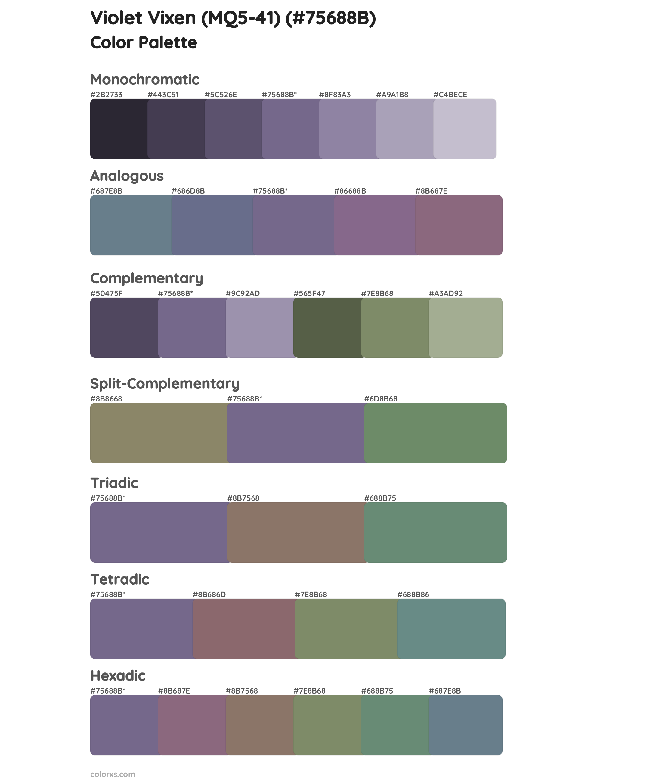 Violet Vixen (MQ5-41) Color Scheme Palettes