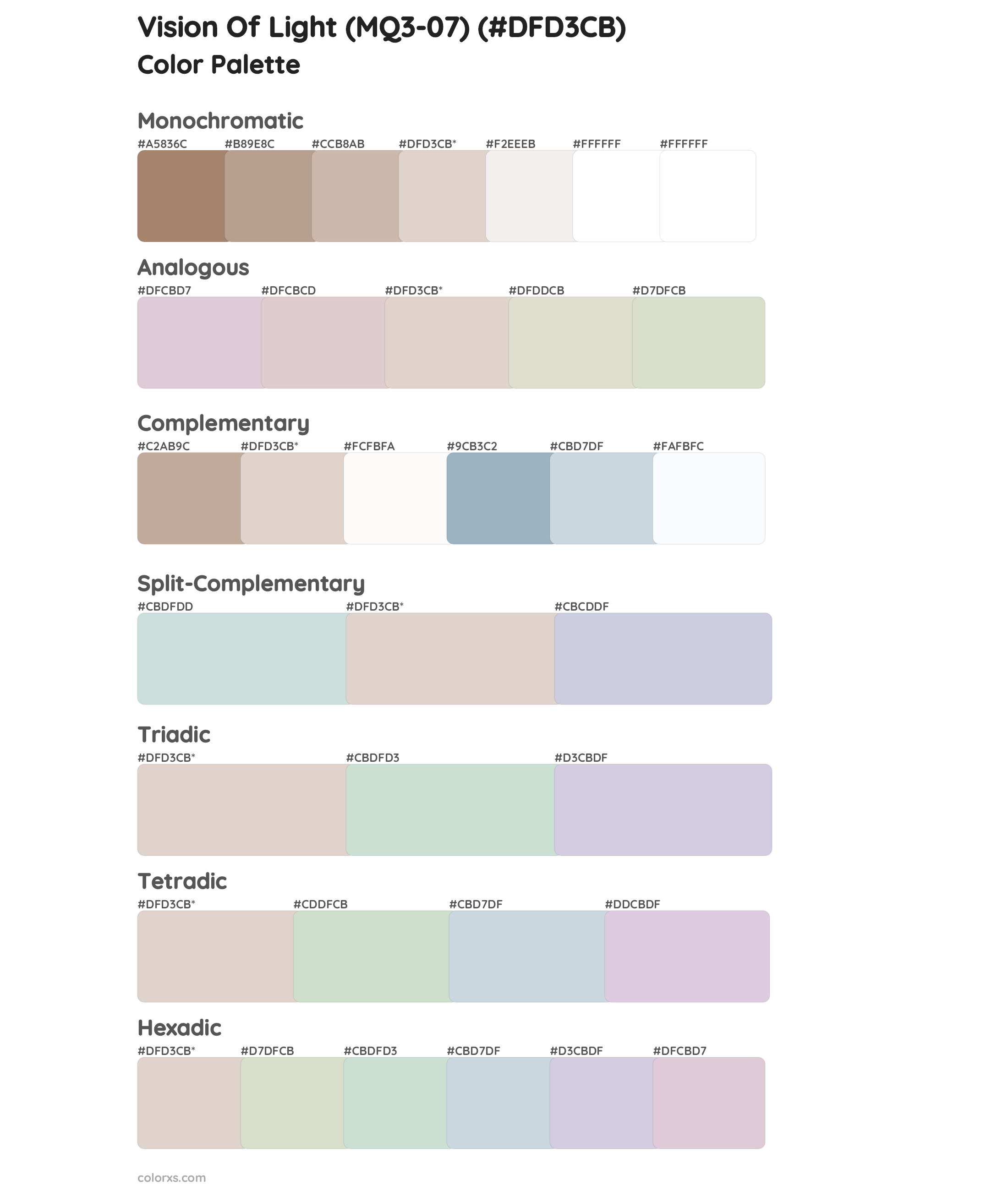 Vision Of Light (MQ3-07) Color Scheme Palettes